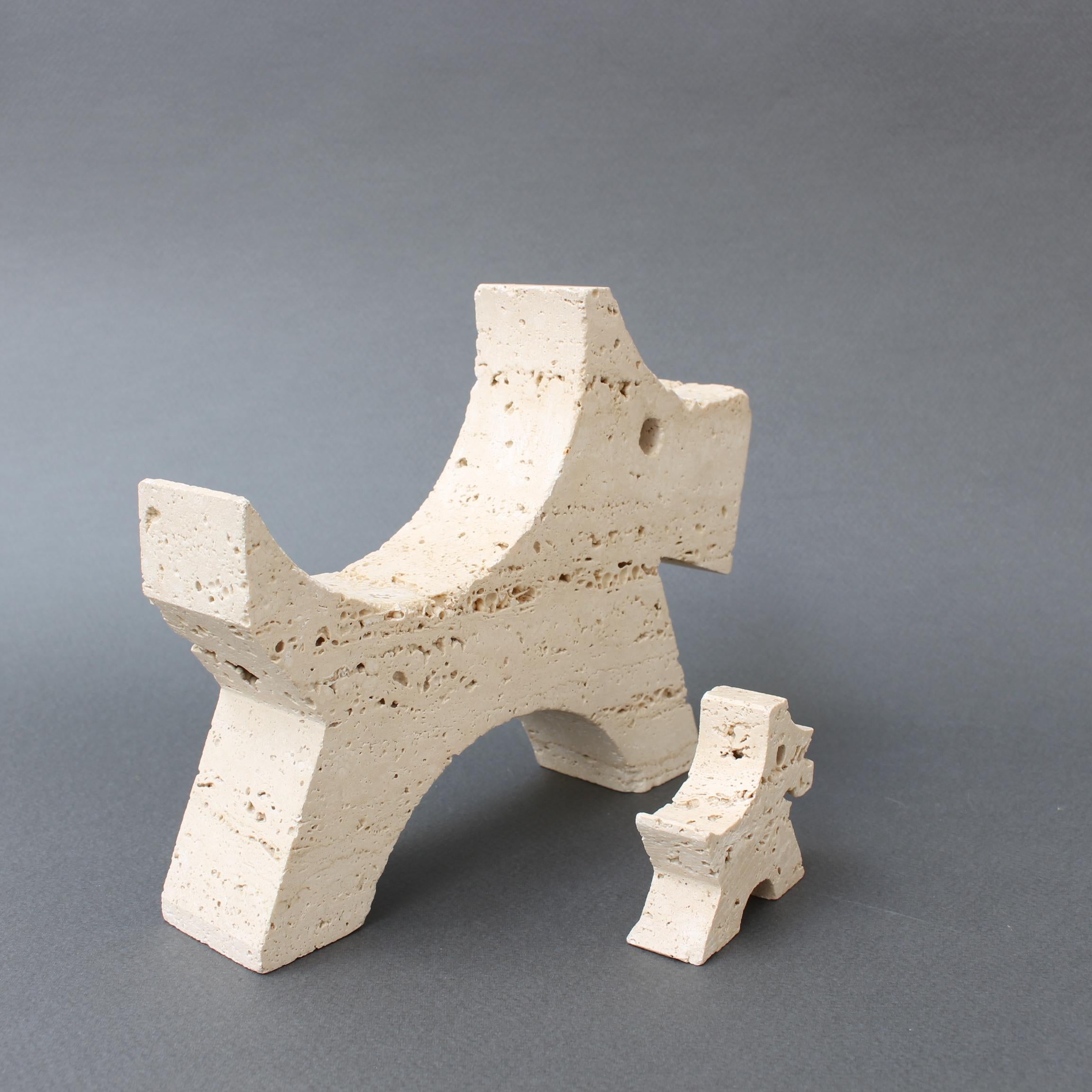 Pair of Travertine Scottish Terrier Desk Sculptures by Fratelli Mannelli In Good Condition In London, GB