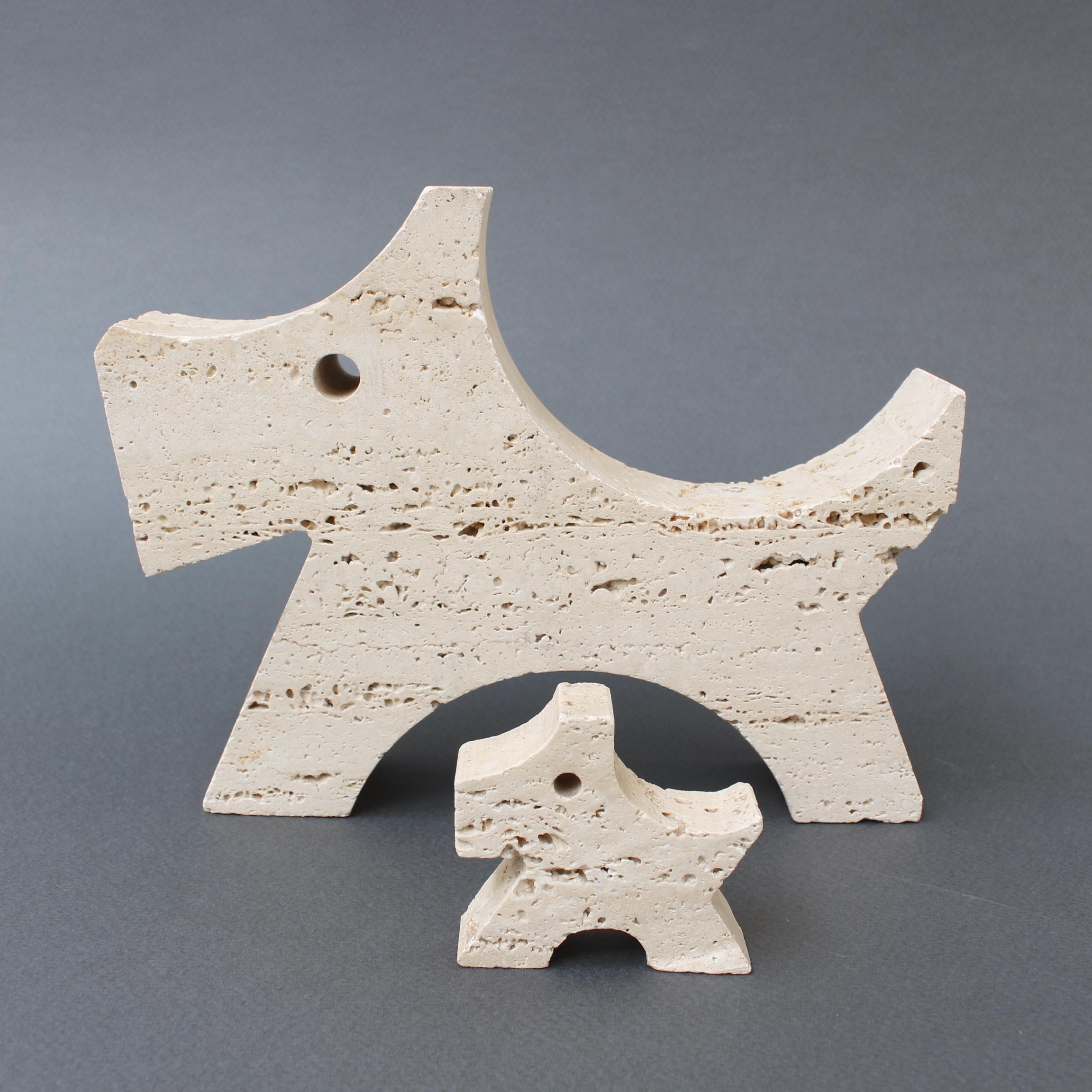 Pair of Travertine Scottish Terrier Desk Sculptures by Fratelli Mannelli 2