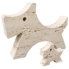 Pair of Travertine Scottish Terrier Desk Sculptures by Fratelli Mannelli