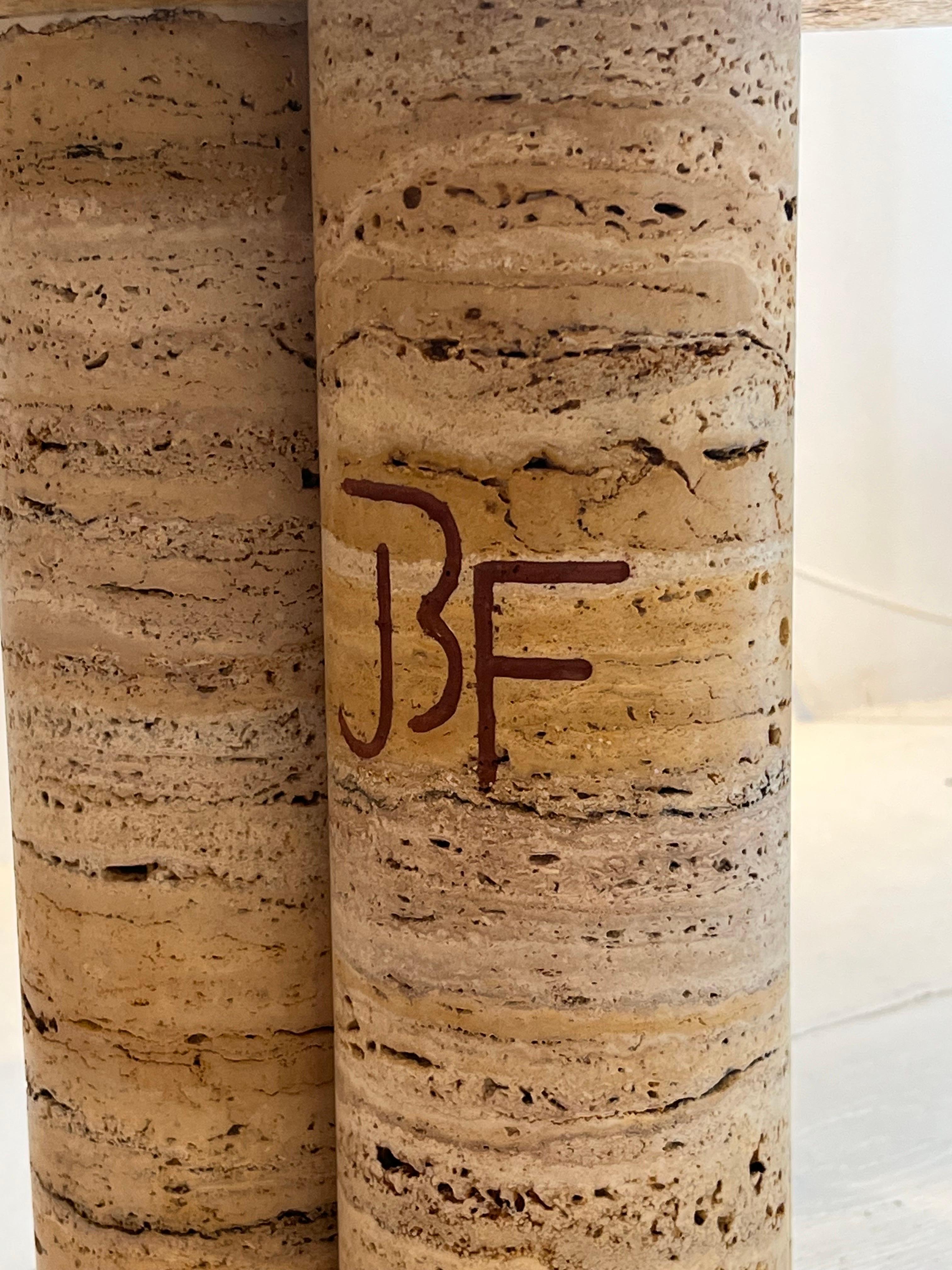 Pair of Travertine Side Tables by Jean Frederic Bourdier For Sale 1