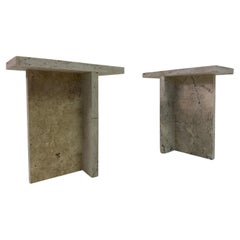 Pair of Travertine Side Tables
