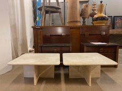Pair of Travertine Side Tables, Italy, 1970's