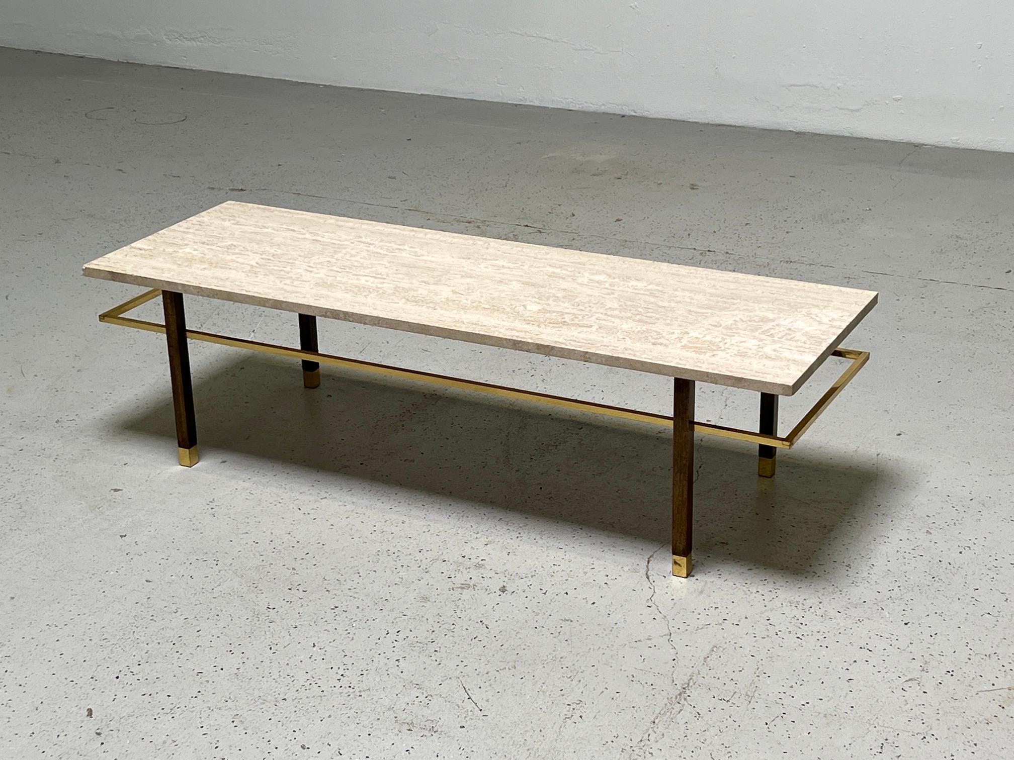 Mid-20th Century Pair of Travertine Tabes by Harvey Probber