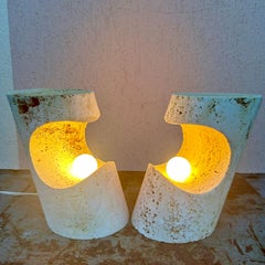 Pair of Travertine Table Lamps by Giuliano Cesari for Nucleo Sormani