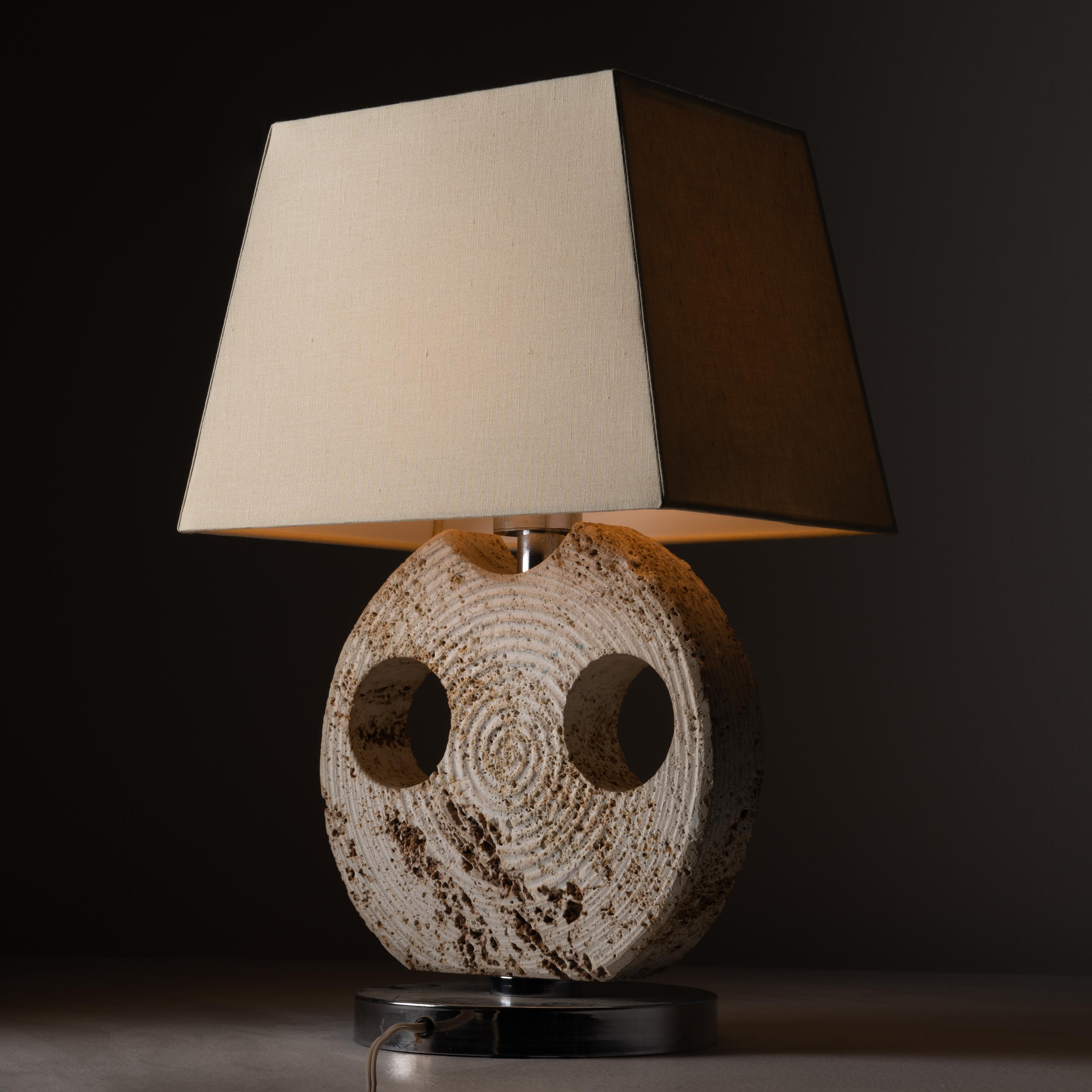 Pair of Travertine Table Lamps by Studio CE. VA Milan For Sale 1