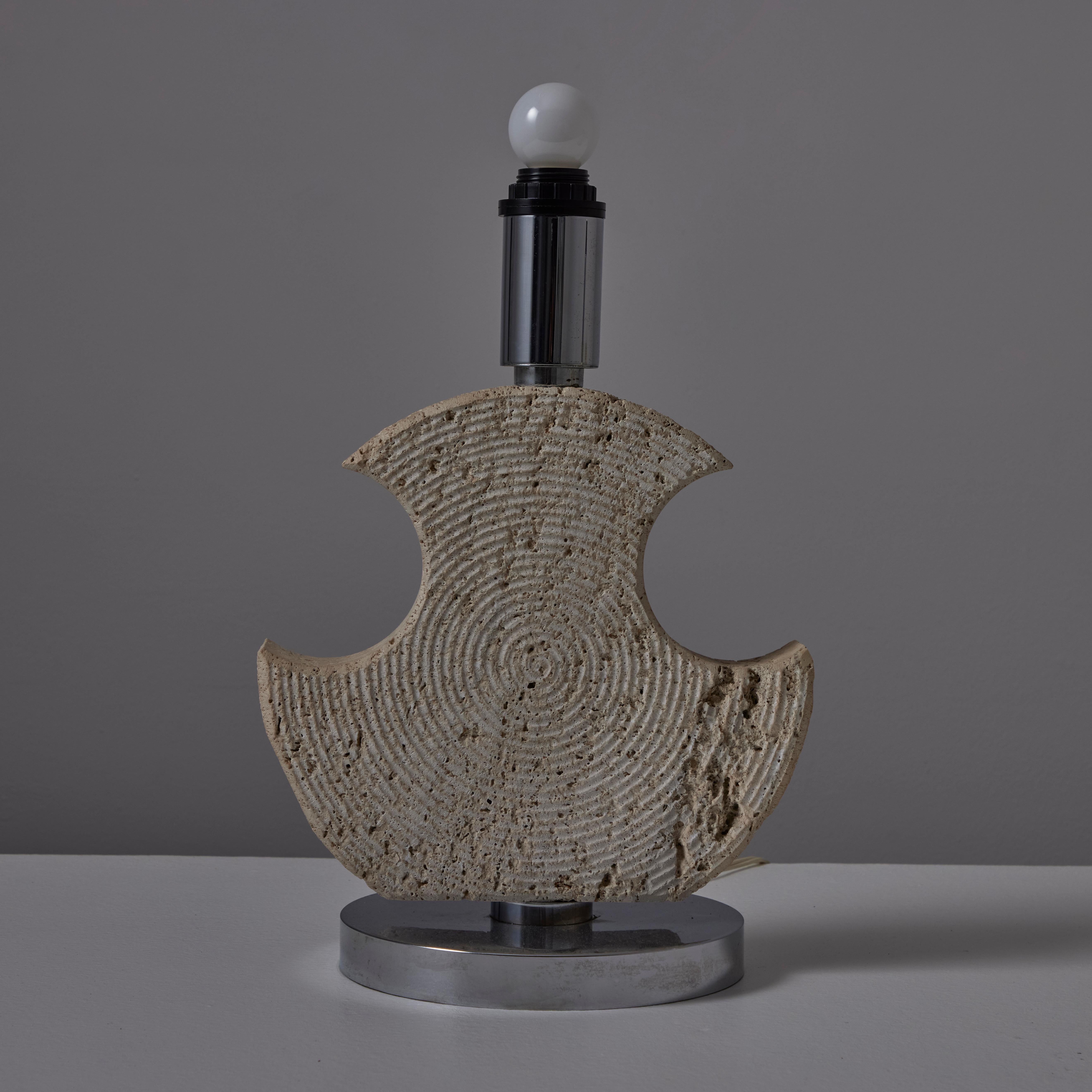 Pair of Travertine Table Lamps by Studio CE. VA Milan For Sale 2