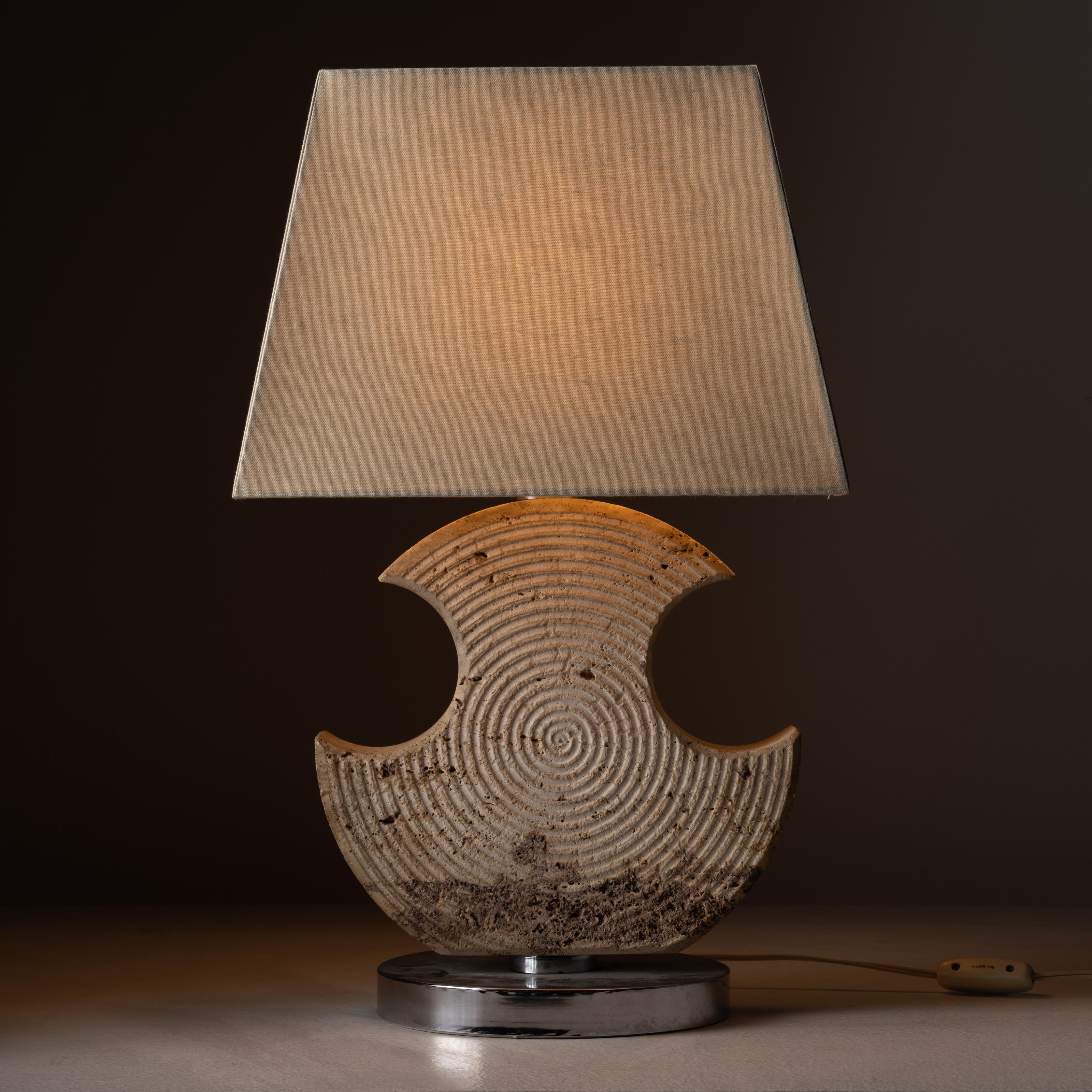 Pair of Travertine Table Lamps by Studio CE. VA Milan For Sale 3