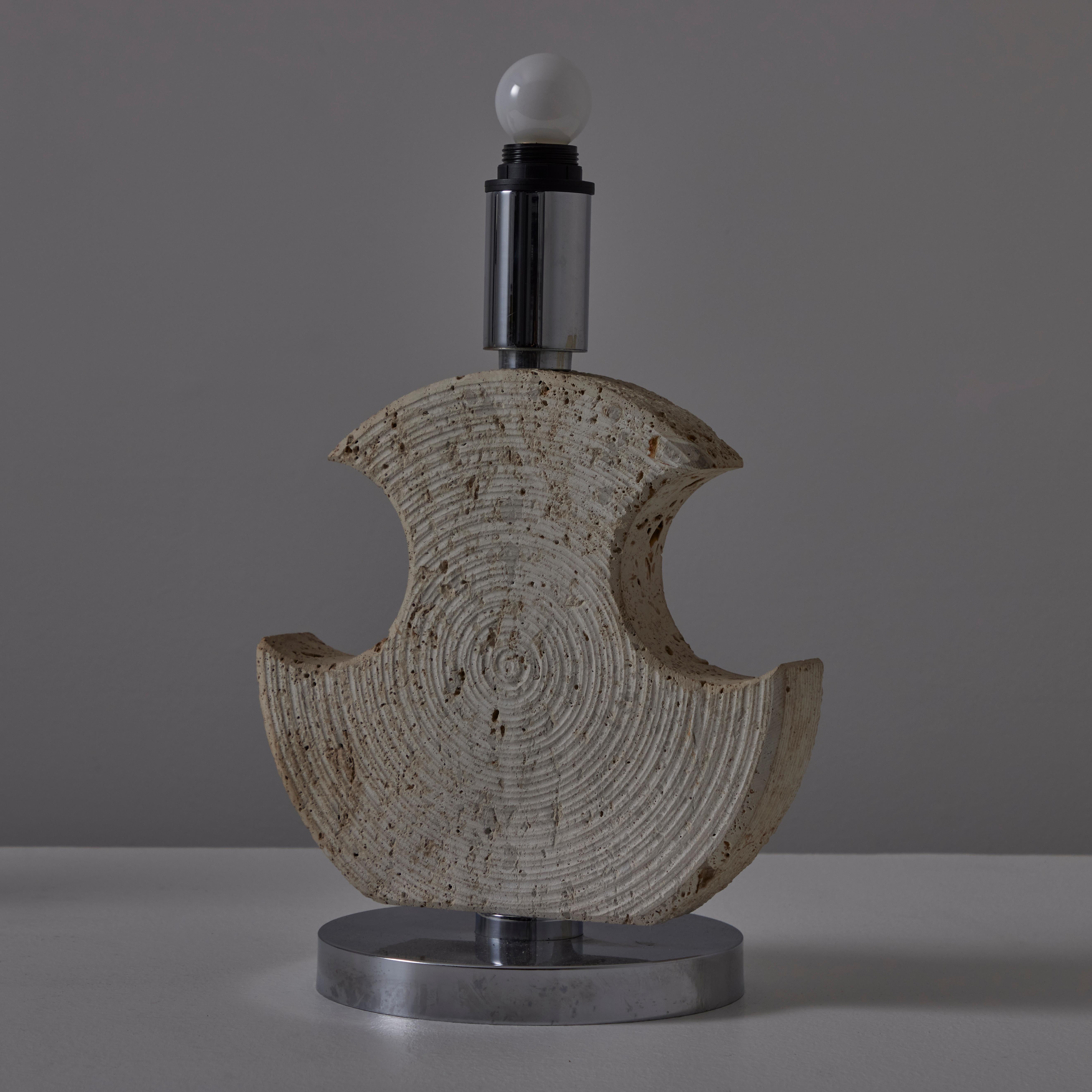 Pair of Travertine Table Lamps by Studio CE. VA Milan For Sale 3