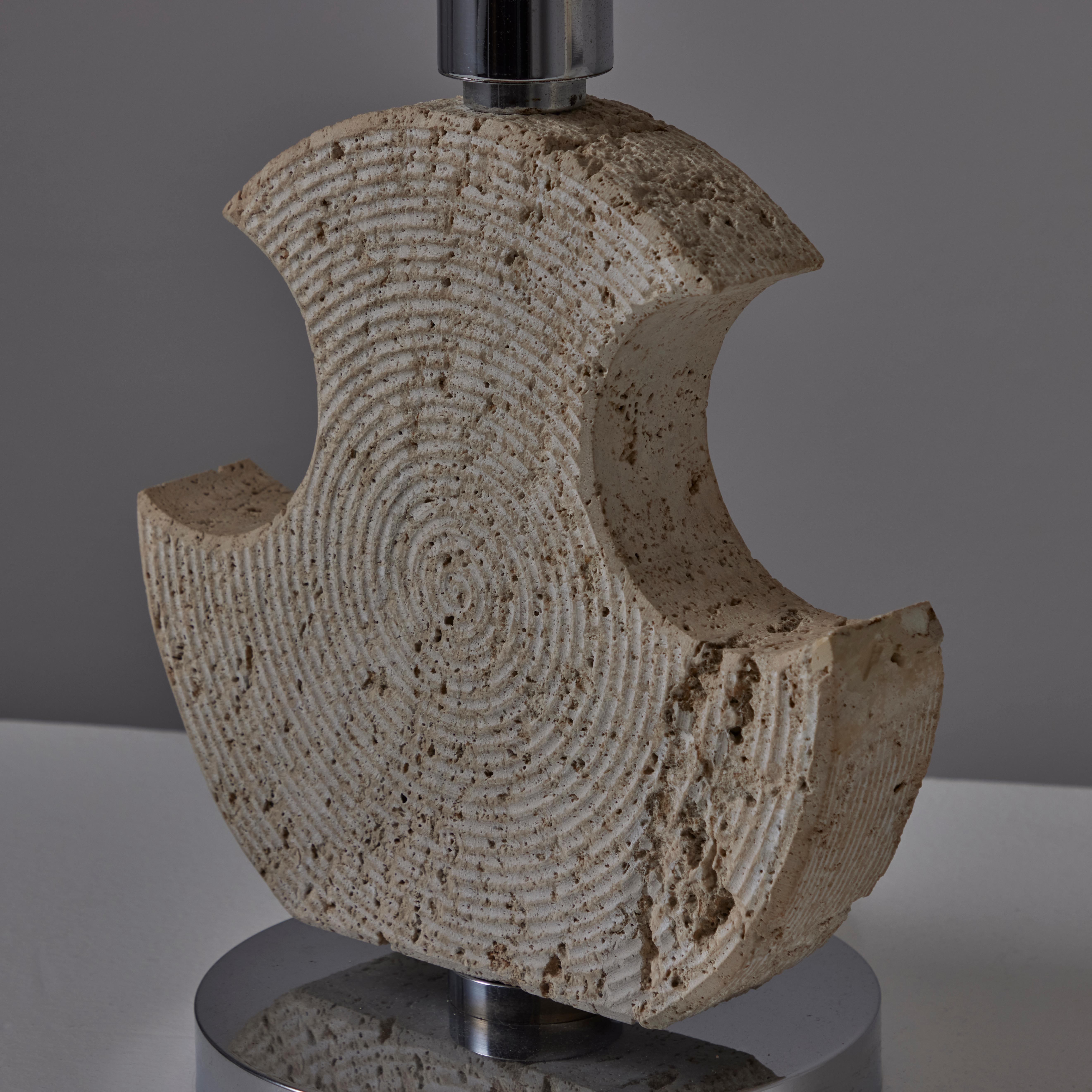 Pair of Travertine Table Lamps by Studio CE. VA Milan For Sale 5