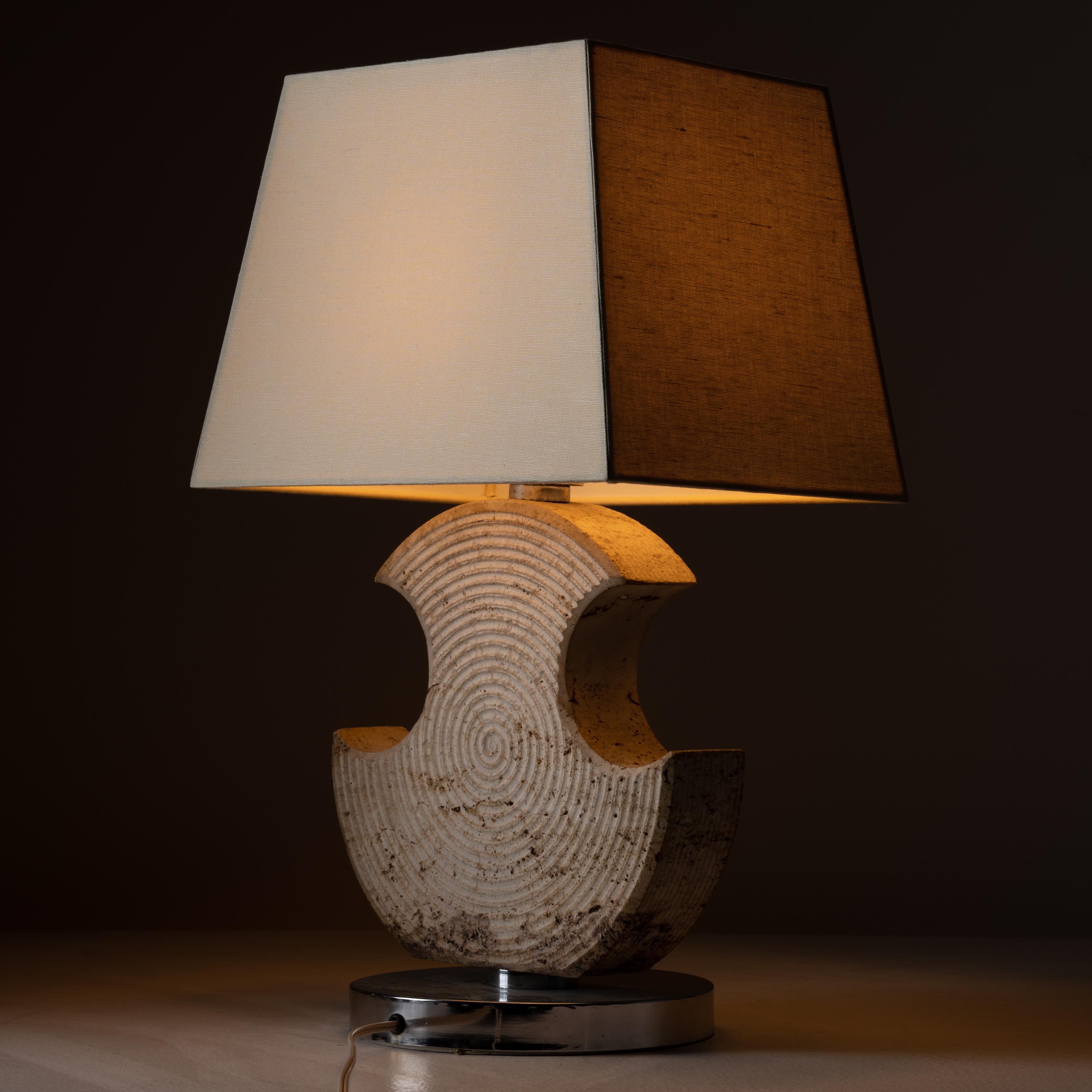 Pair of Travertine Table Lamps by Studio CE. VA Milan For Sale 7