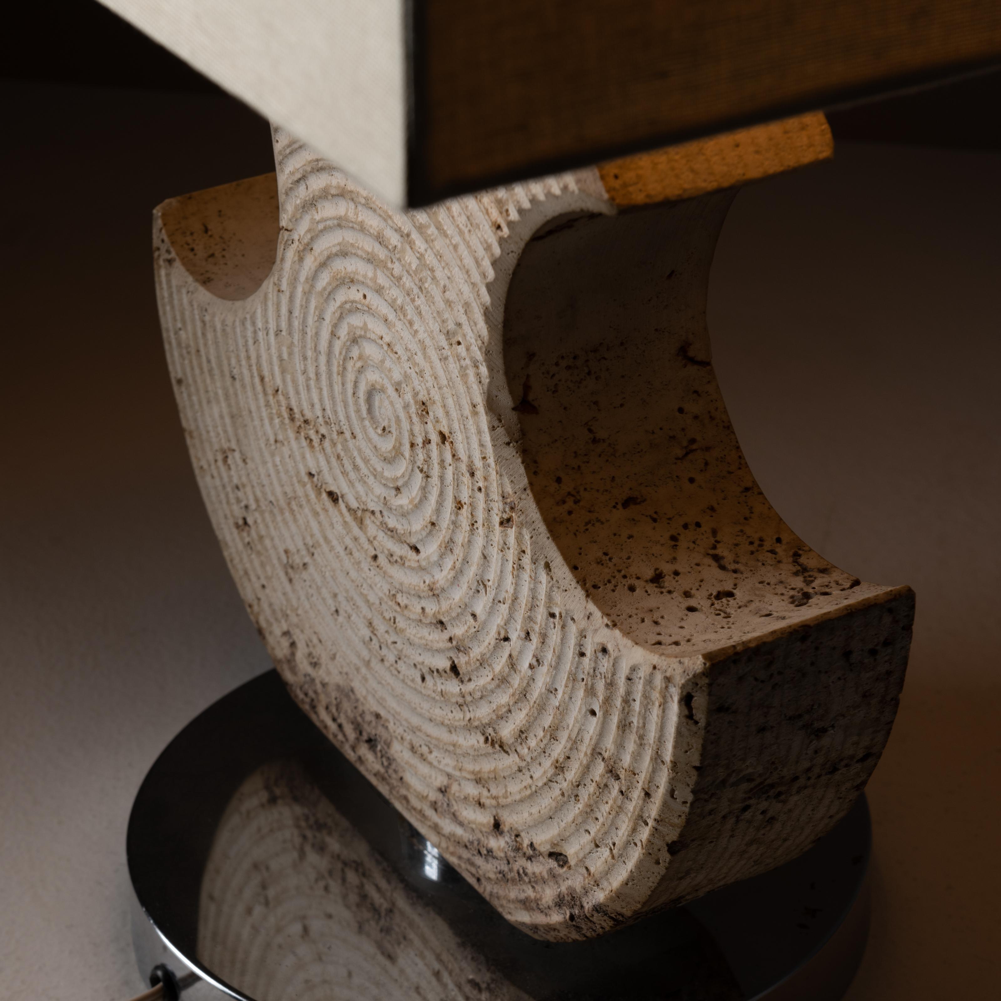 Pair of Travertine Table Lamps by Studio CE. VA Milan For Sale 8