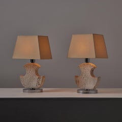 Pair of Travertine Table Lamps by Studio CE. VA Milan