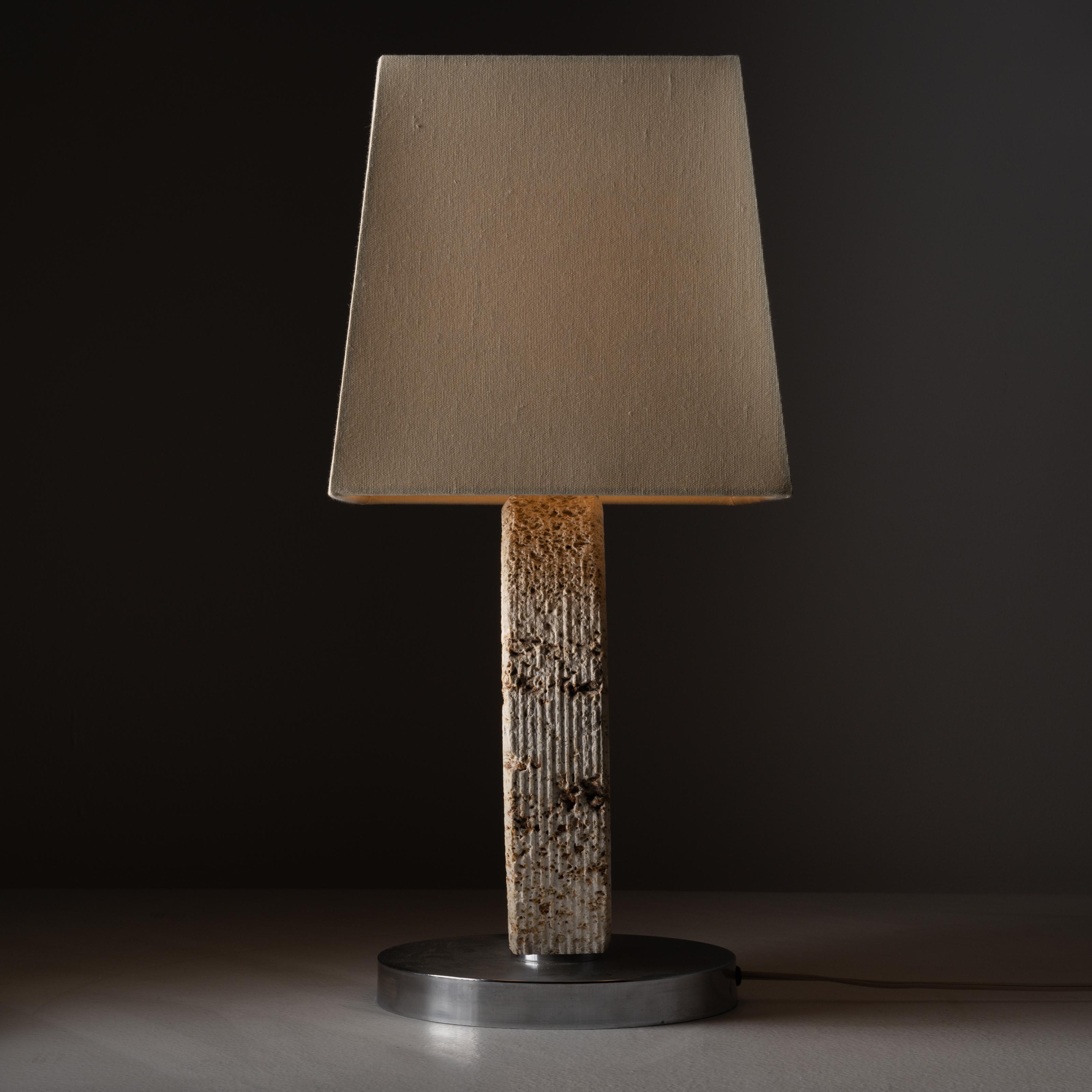 Chrome Pair of Travertine Table Lamps by Studio CE. VA Milan For Sale