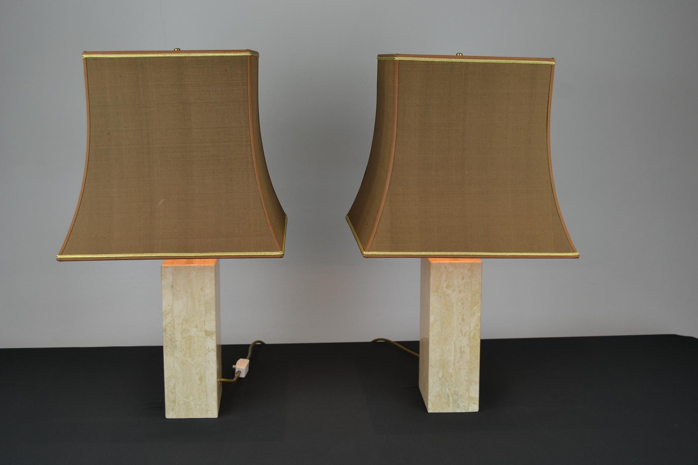 Pair of Travertine Table Lamps, Europe, 1970s 6