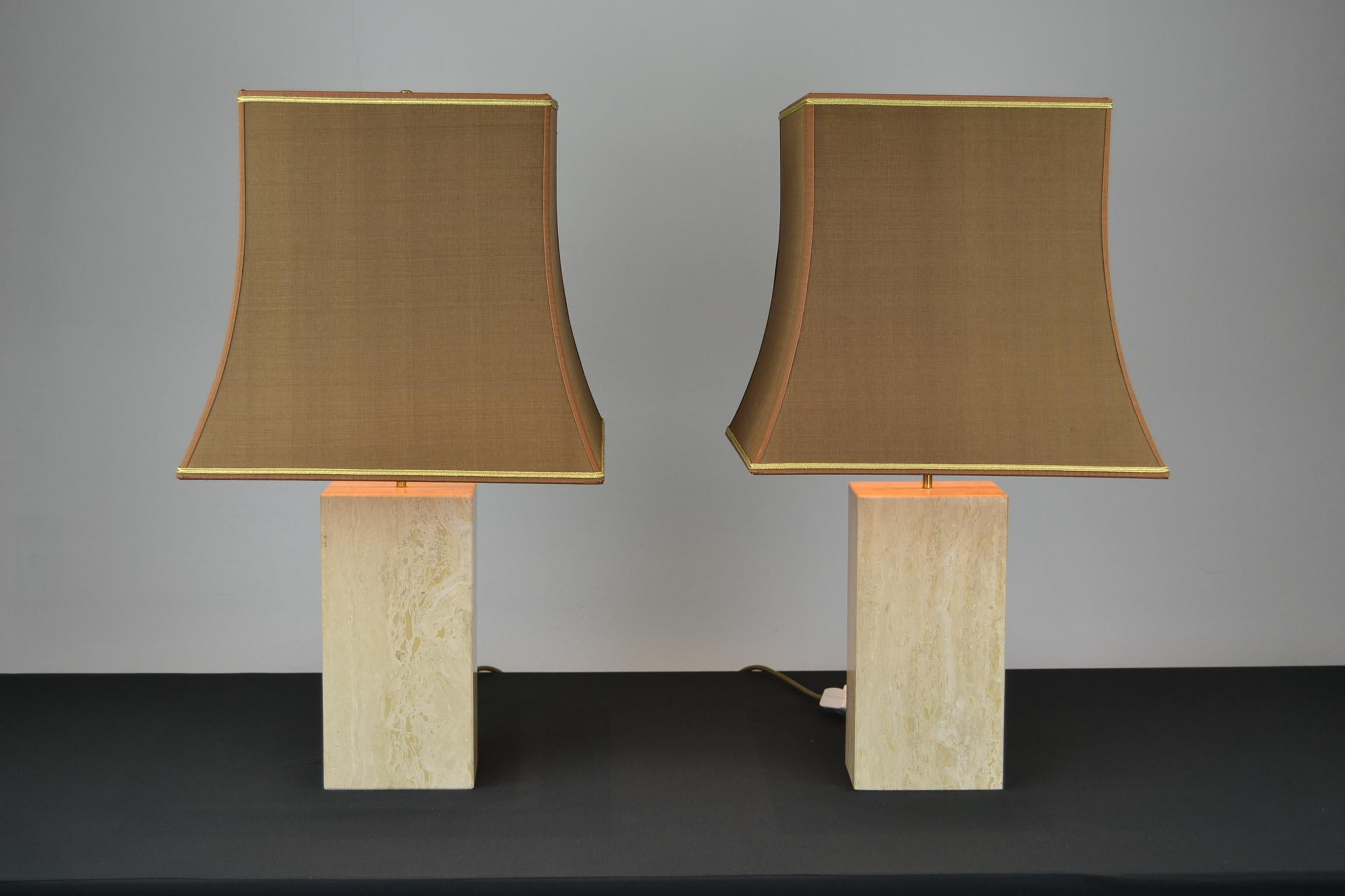 Pair of Travertine Table Lamps, Europe, 1970s 13