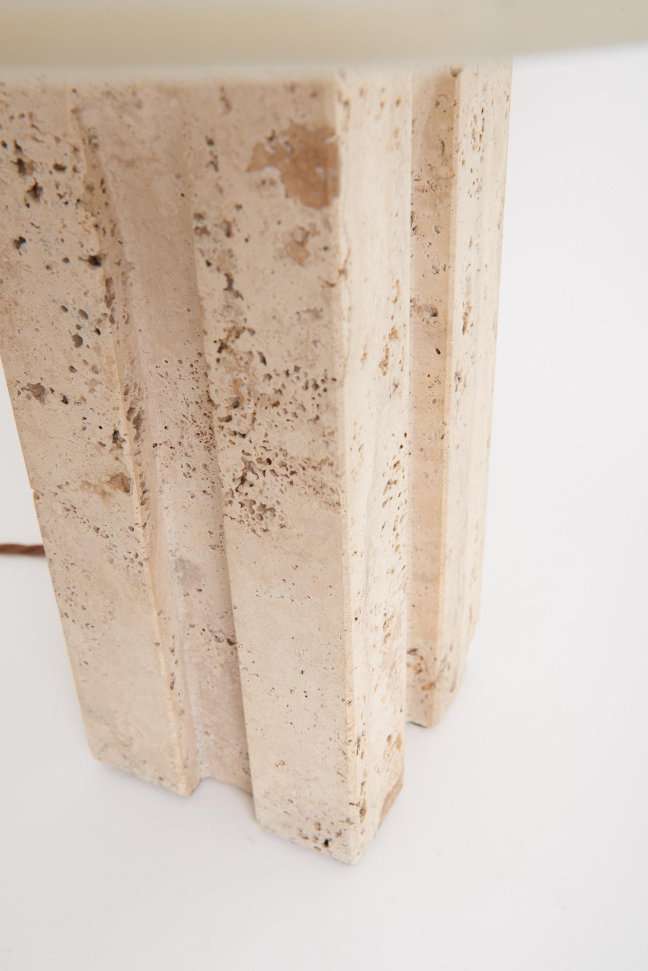 Pair of Travertine Table Lamps For Sale 3