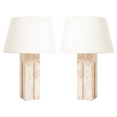 Pair of Travertine Table Lamps
