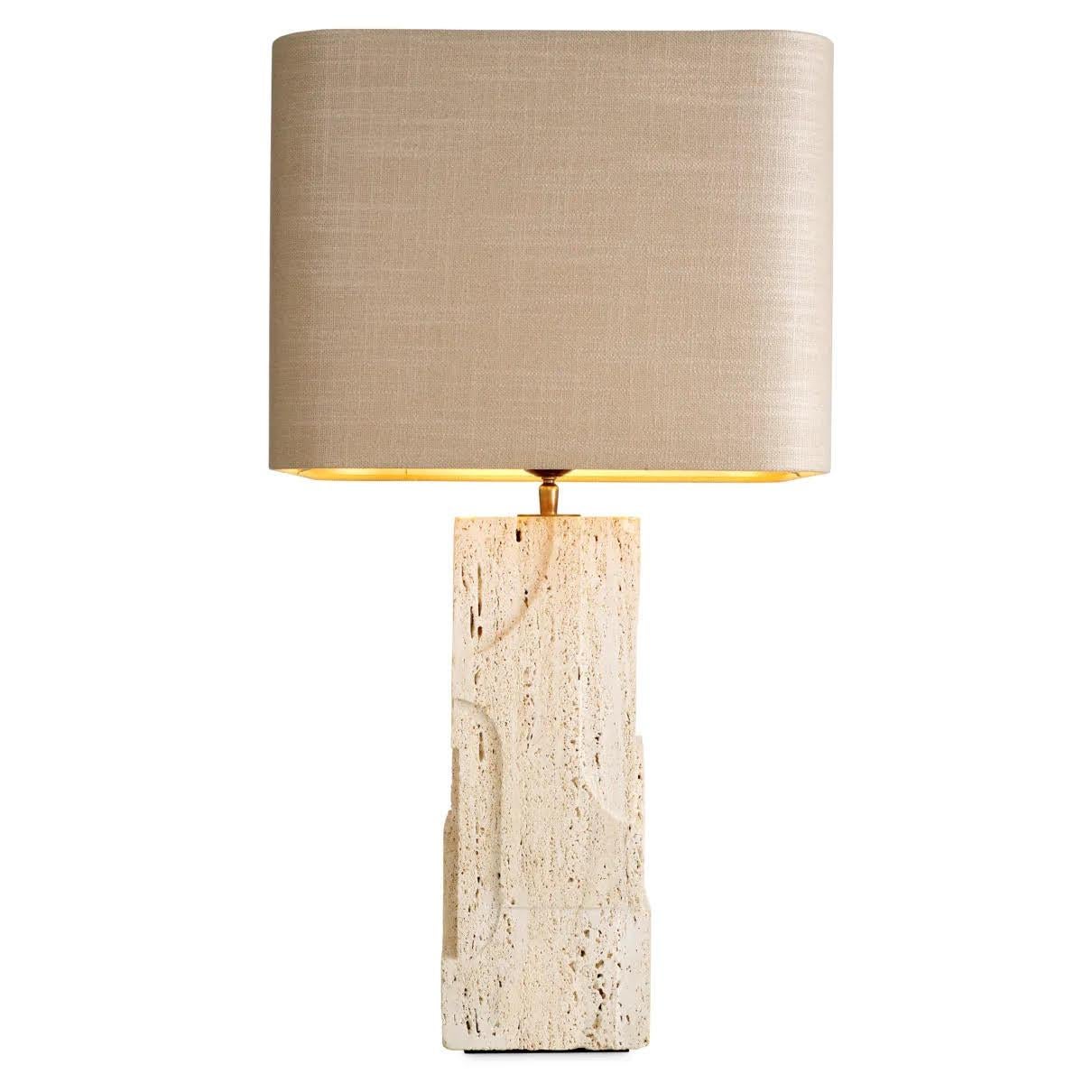 Modern Pair of Travertine Table Lamps, the Perfect Addition to Any Luxurious Interior. For Sale