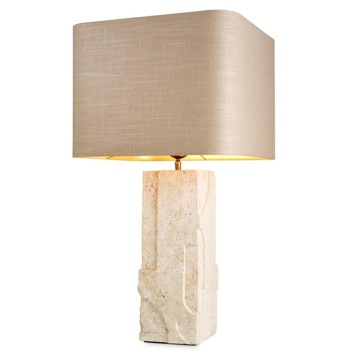 French Pair of Travertine Table Lamps, the Perfect Addition to Any Luxurious Interior. For Sale