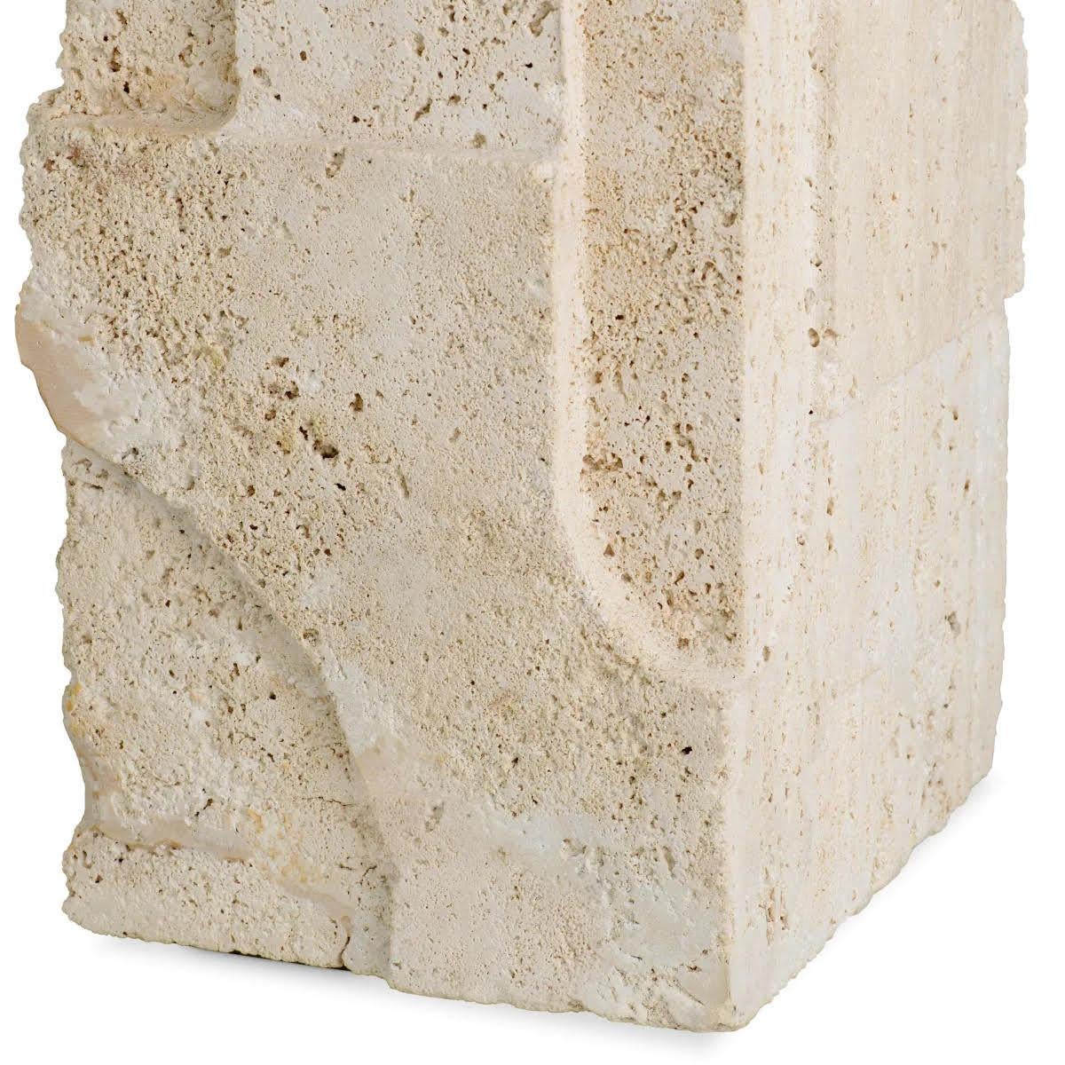 Contemporary Pair of Travertine Table Lamps, the Perfect Addition to Any Luxurious Interior. For Sale
