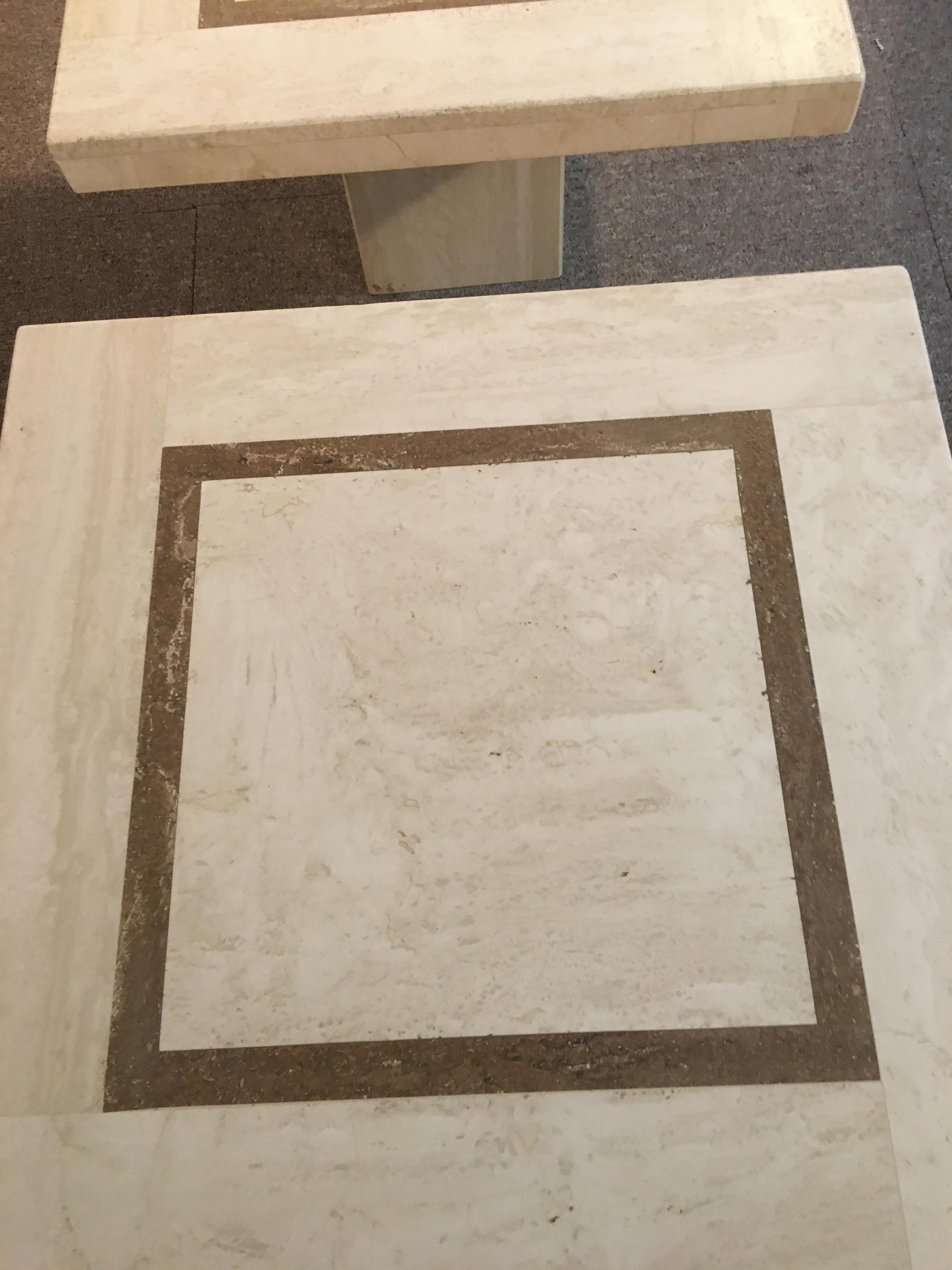 Pair of Travertine Tables, 1980, Italy, C.I.M For Sale 6