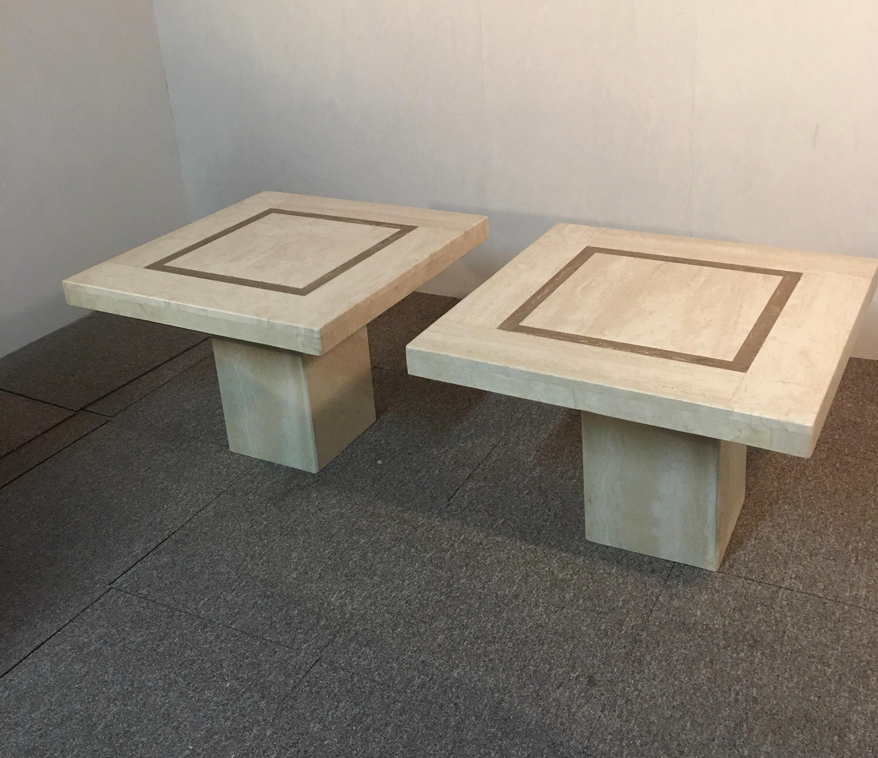 Pair of Travertine Tables, 1980, Italy, C.I.M For Sale 10