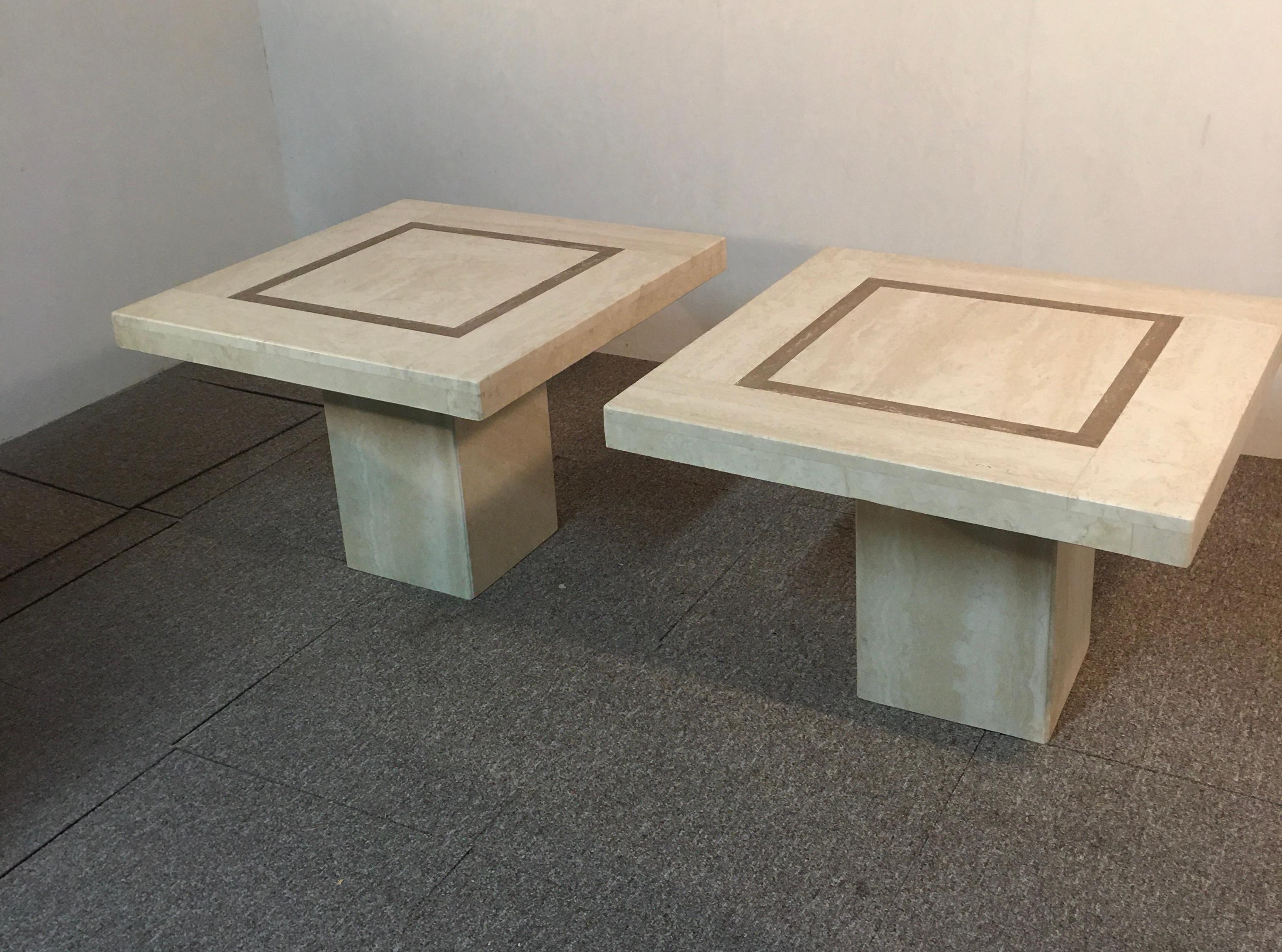 Pair of Travertine Tables, 1980, Italy, C.I.M For Sale 11