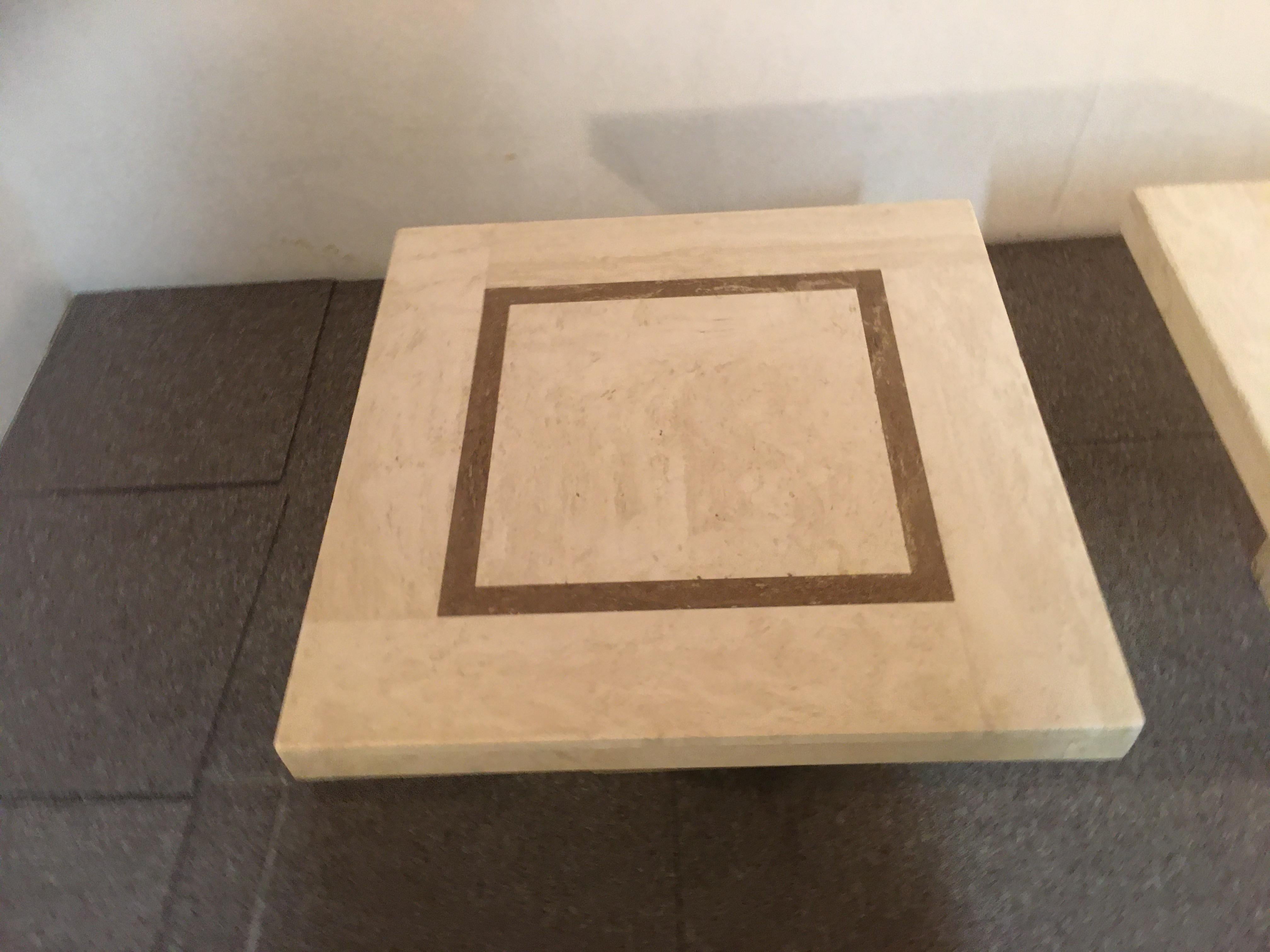 Pair of Travertine Tables, 1980, Italy, C.I.M In Fair Condition For Sale In Nice, FR