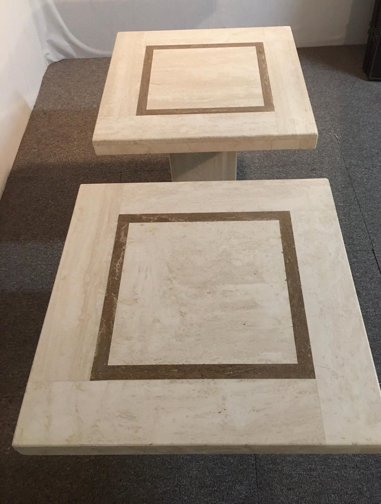 Pair of Travertine Tables, 1980, Italy, C.I.M For Sale at 1stDibs