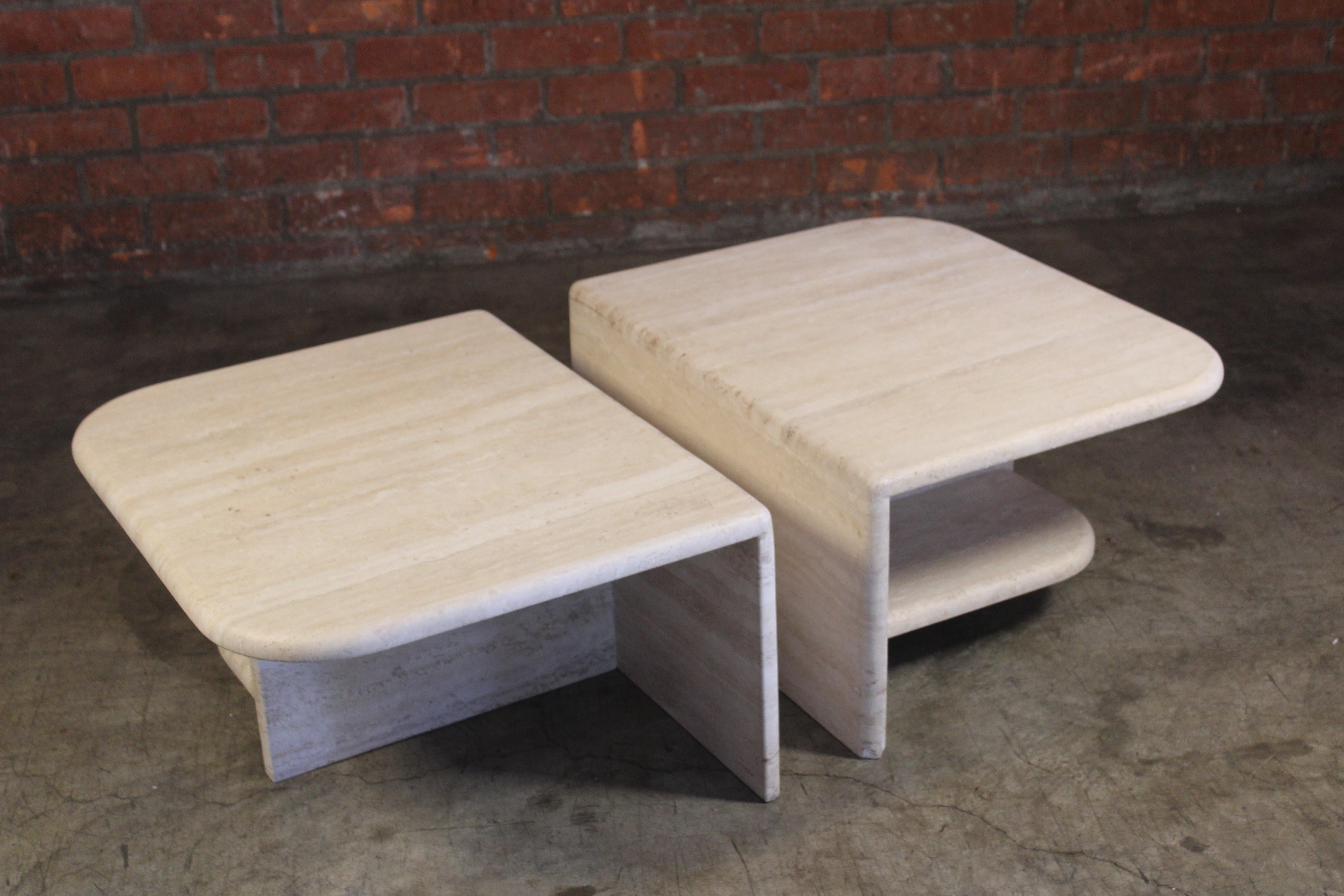 Pair of Travertine Tables, Italy, 1970s at 1stDibs