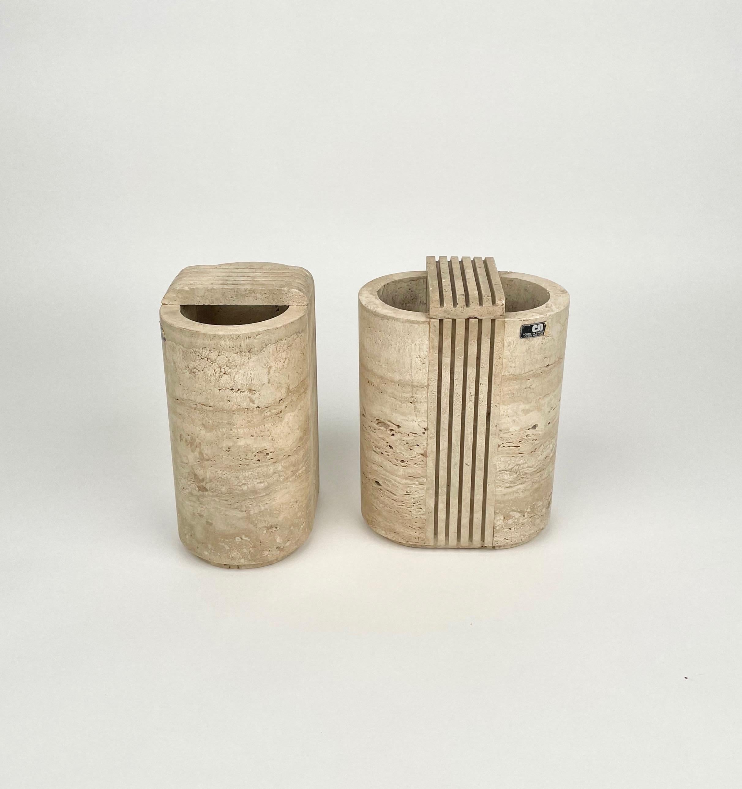 Pair of Travertine Vase by Cerri Nestore, Italy 1970s For Sale 5