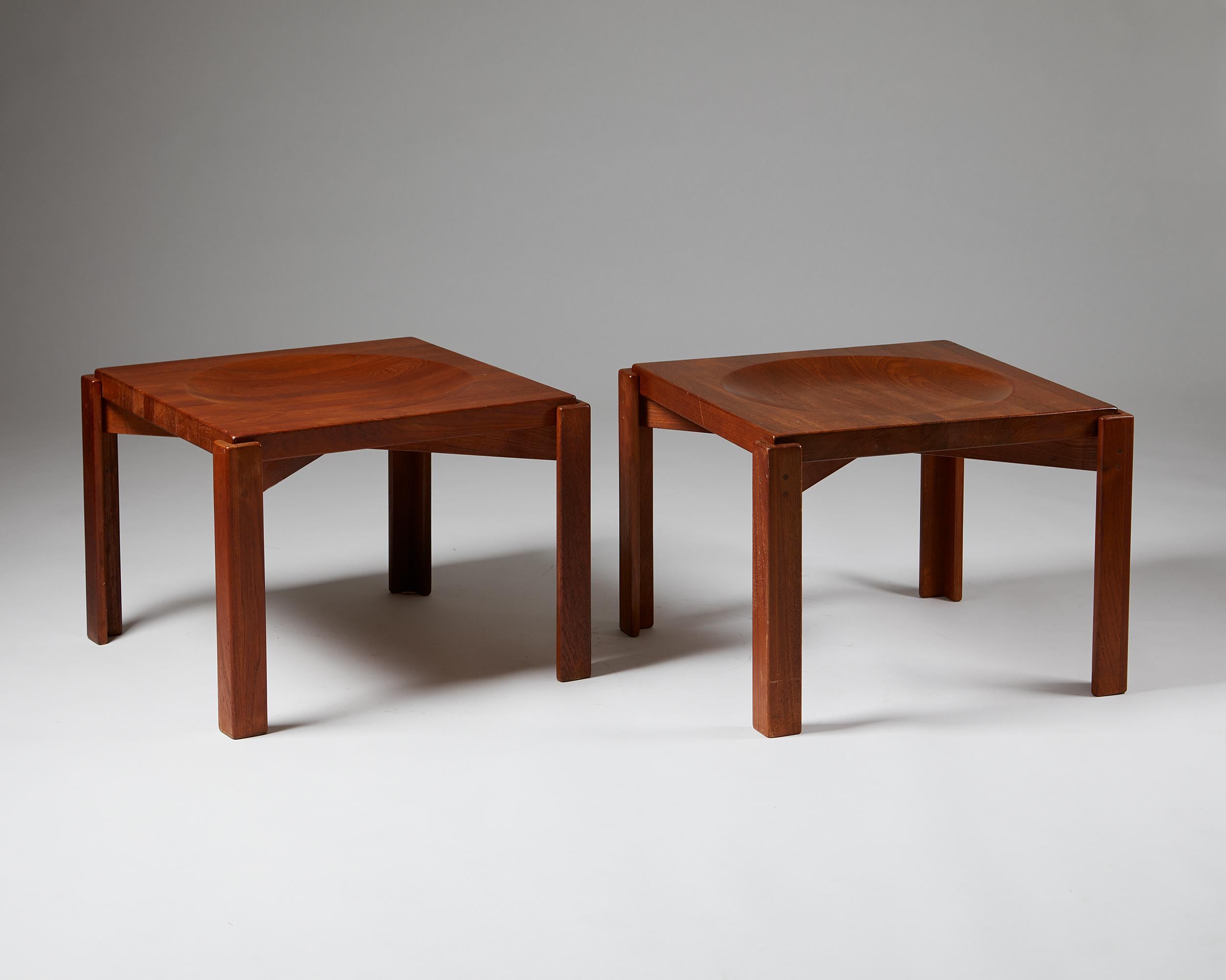 Pair of tray tables designed by Jens Quistgaard,
Denmark, 1950s.

Solid teak.

Measurements:
W: 62 cm / 2' 3/4