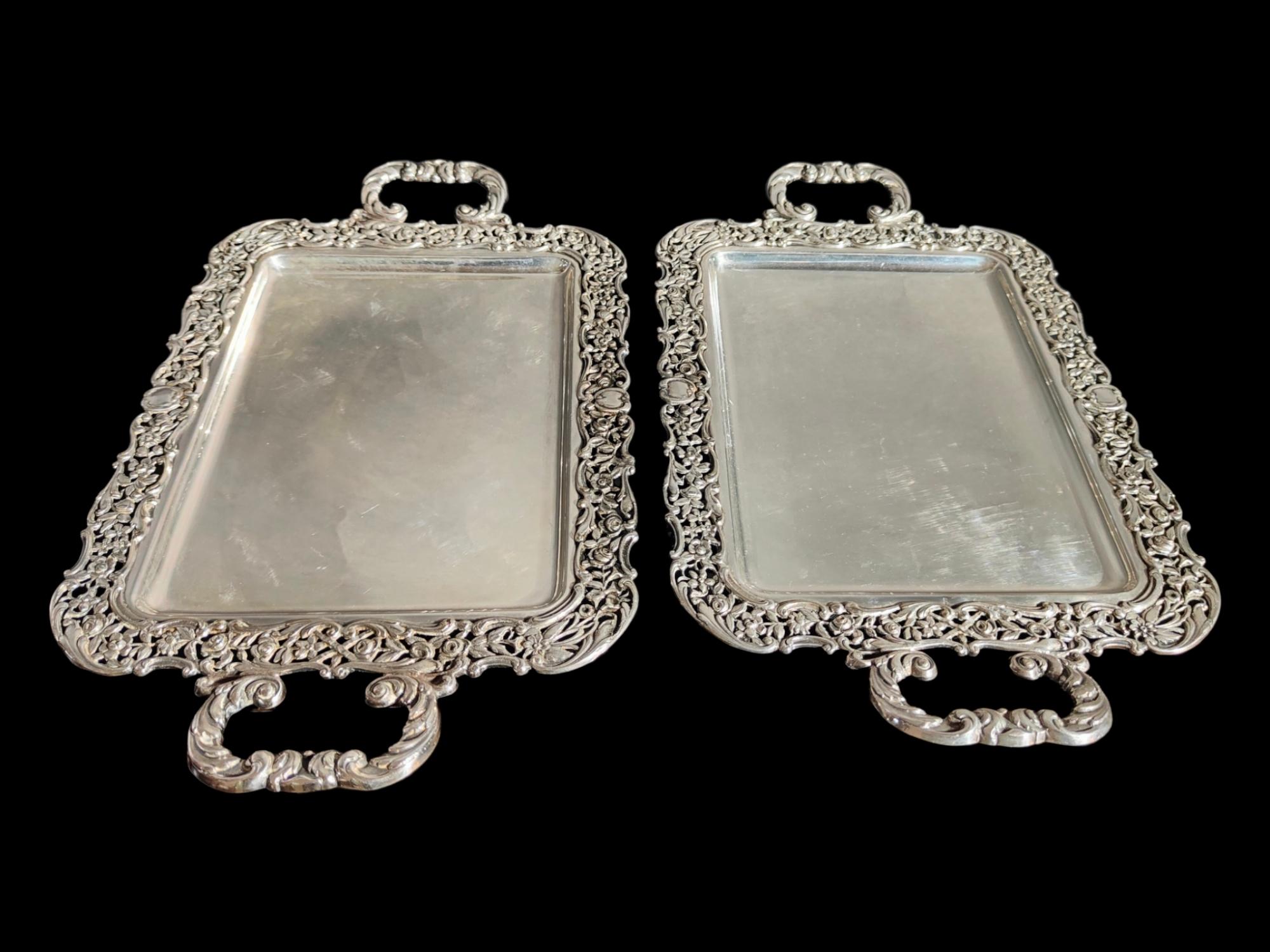 Pair of Trays in Sterling Silver at 1stDibs