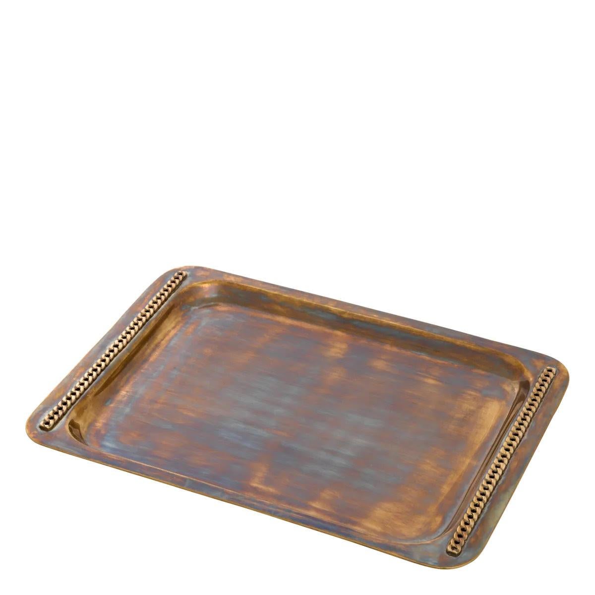 Paar Tabletts, patiniertes Messing-Finish, fachmännisch gefertigt. (Moderne) im Angebot