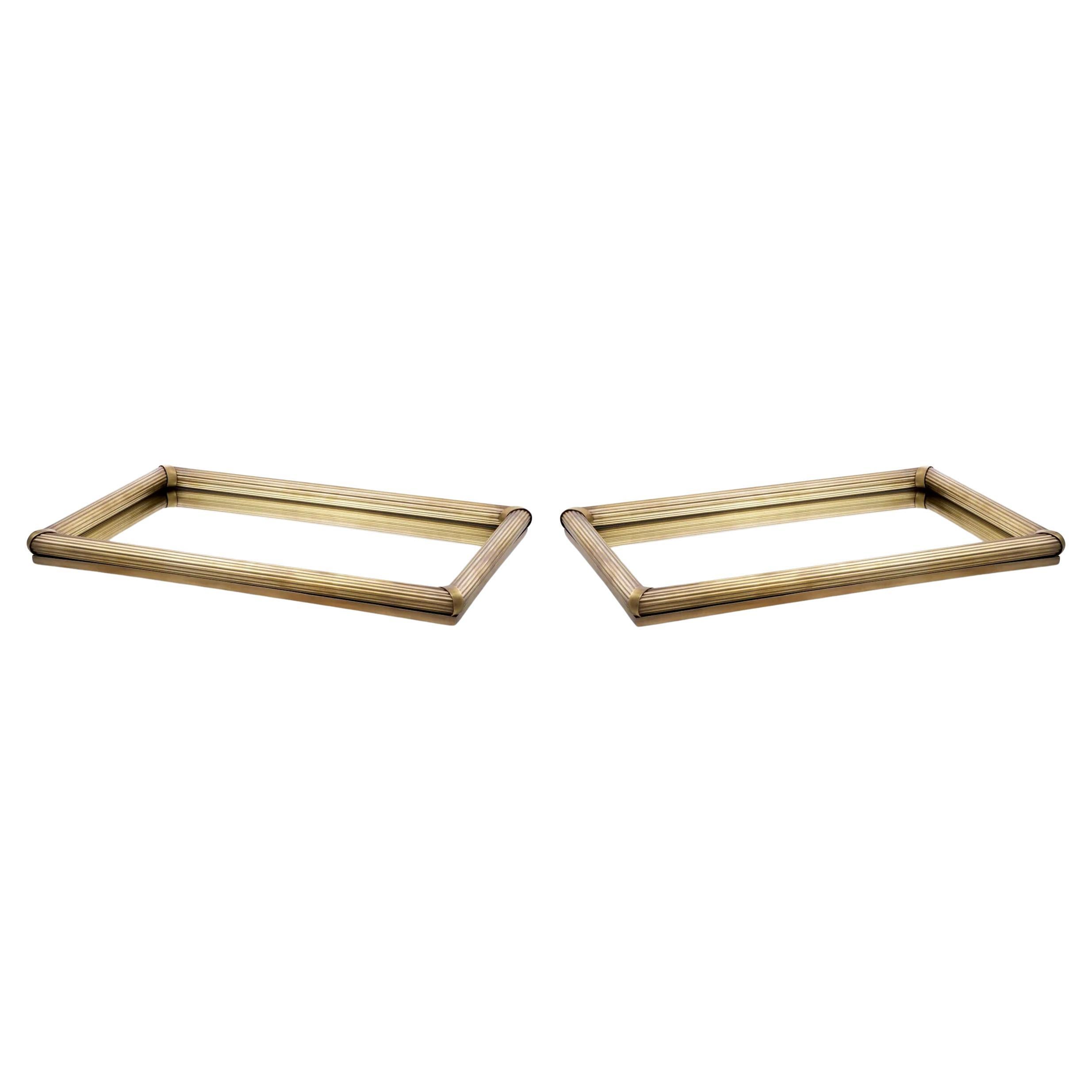 Pair of Trays, Vintage Brass Finish, an Iconic Piece that Exudes Sophistication.
