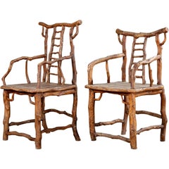 Pair of Tree Branch Rustic Armchairs