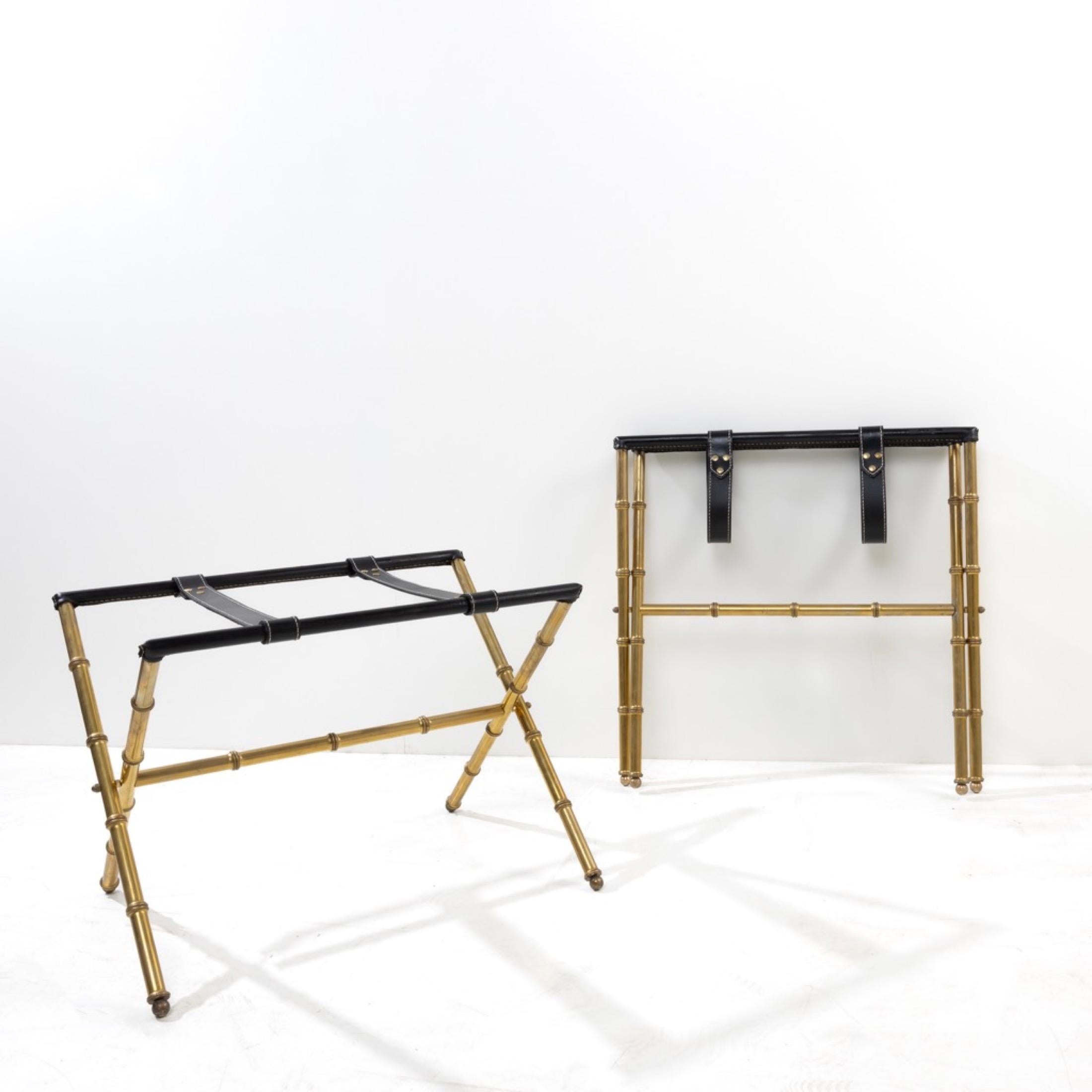 French Pair of Trestles Decorated with Faux-Bamboo in Copper by Jacques Adnet