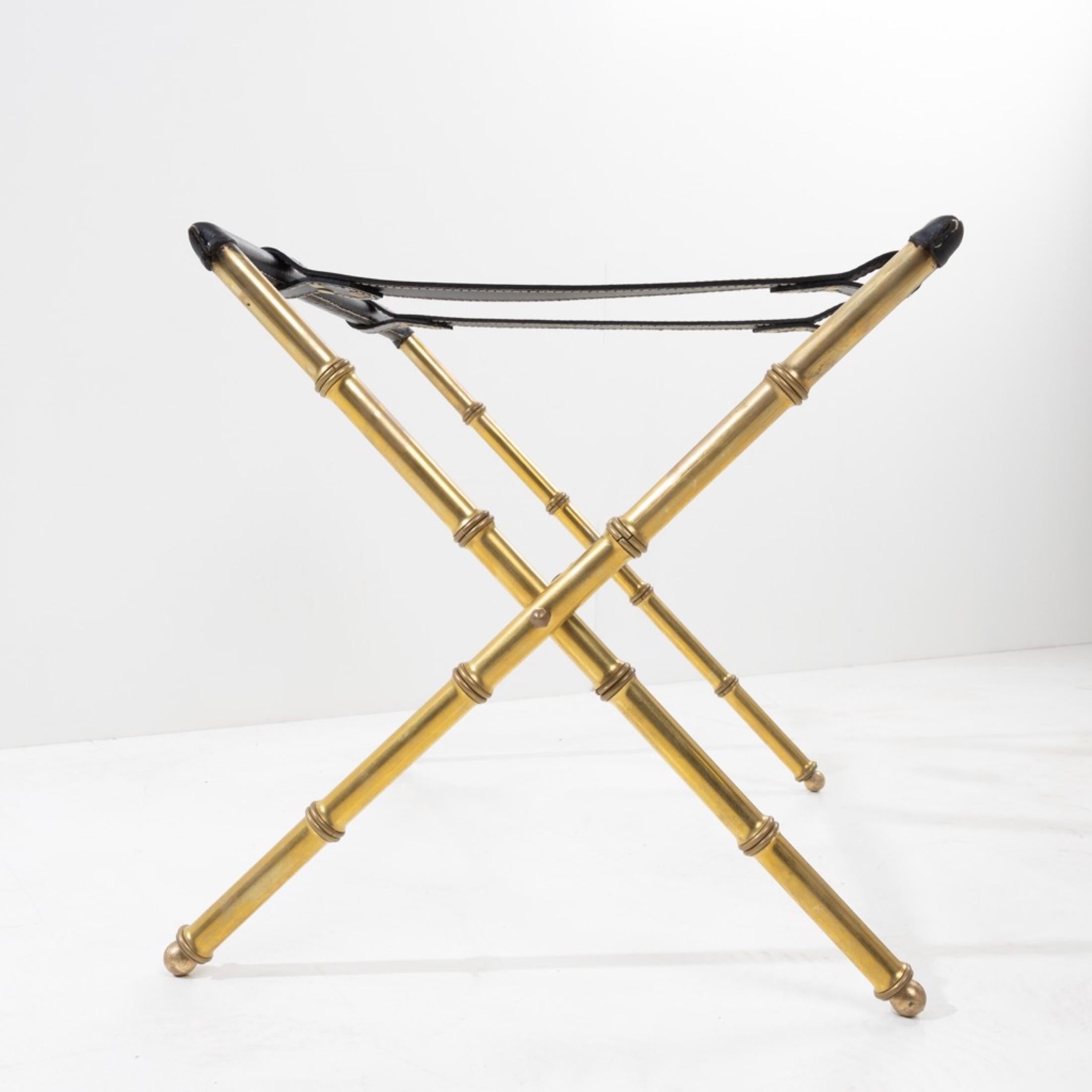 20th Century Pair of Trestles Decorated with Faux-Bamboo in Copper by Jacques Adnet