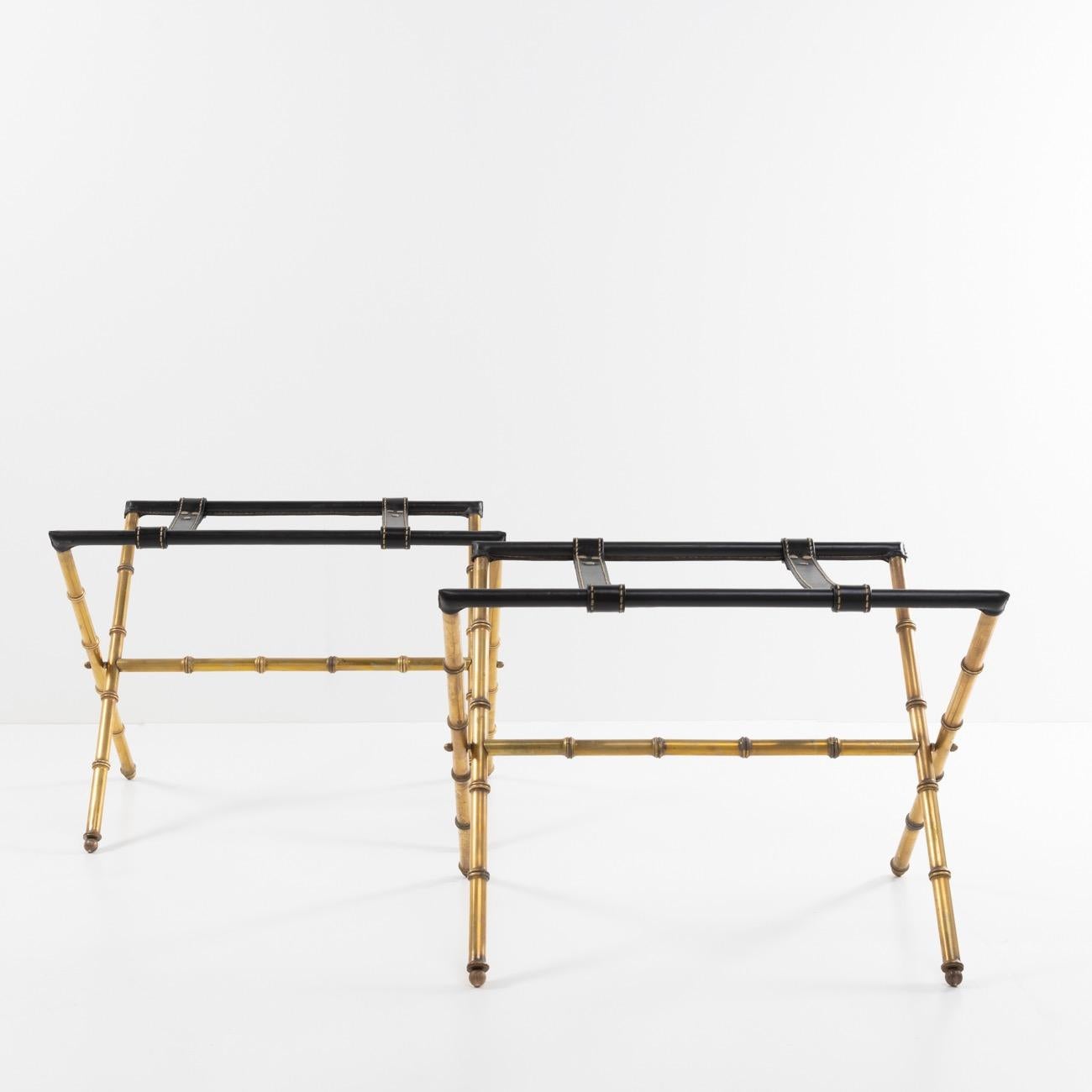 Mid-20th Century Pair of Trestles Decorated with Faux-Bamboo in Copper