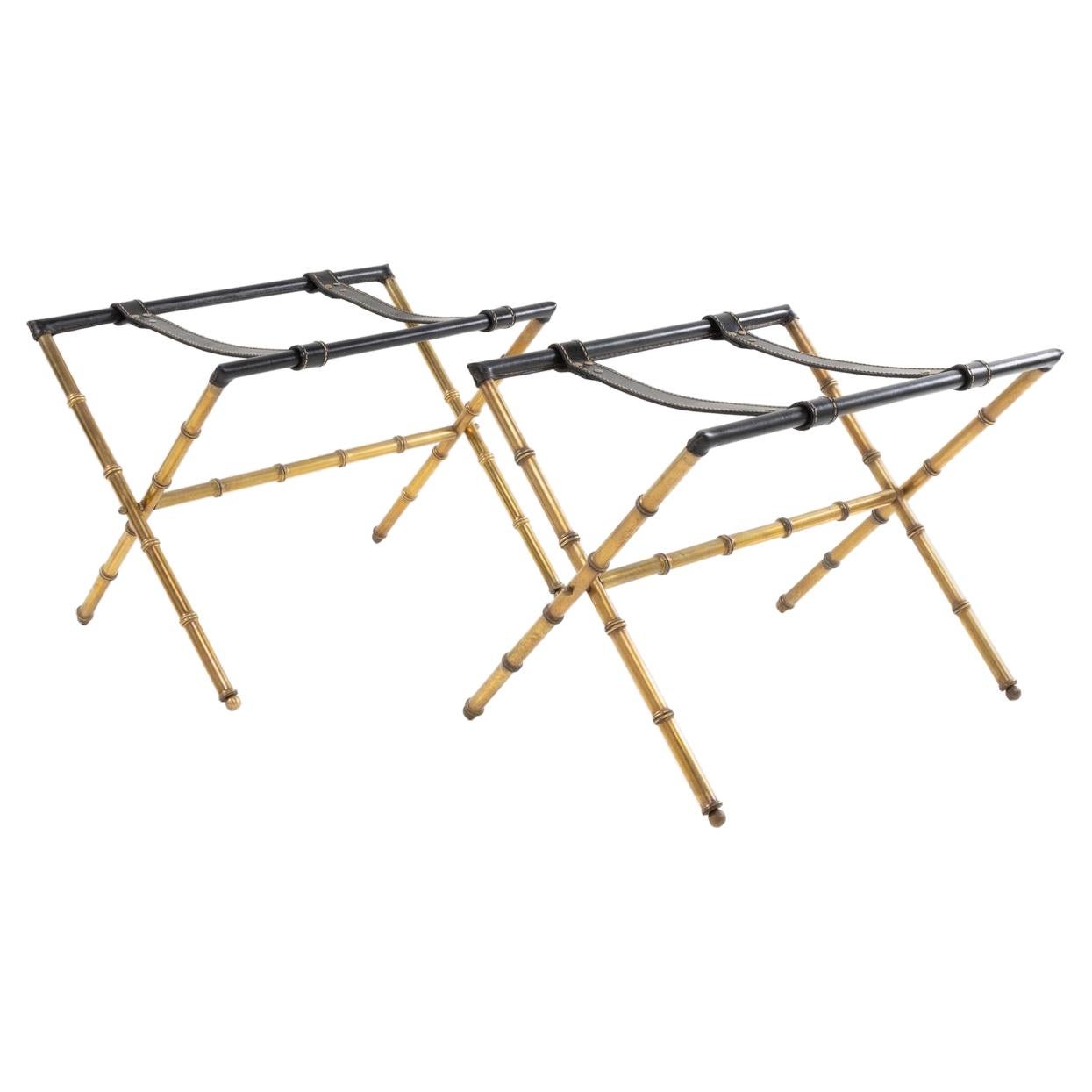 Pair of Trestles Decorated with Faux-Bamboo in Copper
