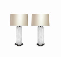 ​​Pair of Tri-Column Rock Crystal Quartz Lamps by Phoenix