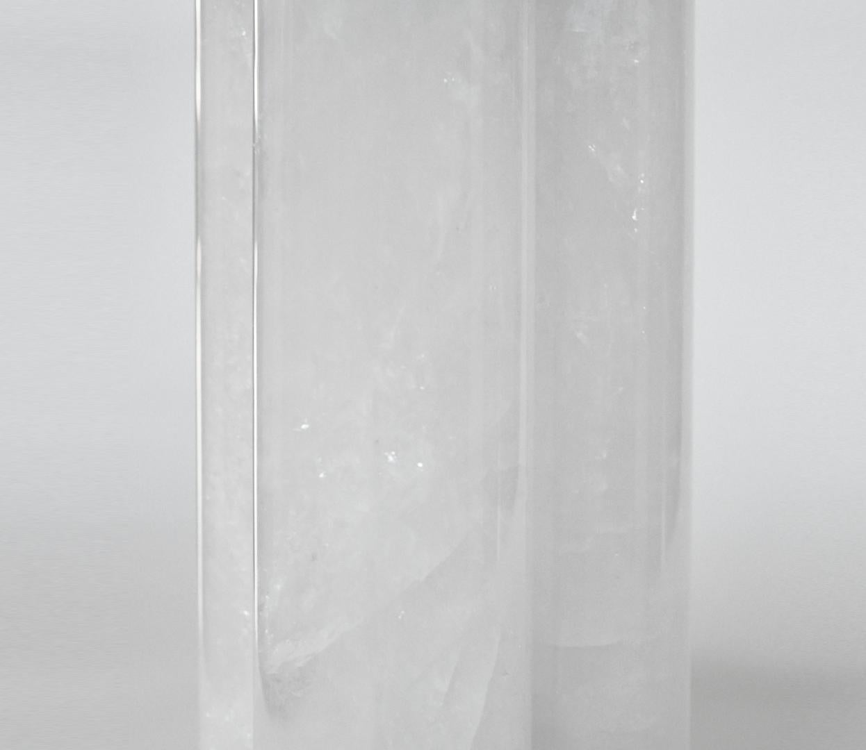 ​​Pair of Tri-Column Rock Crystal Quartz Lamps by Phoenix In Excellent Condition For Sale In New York, NY