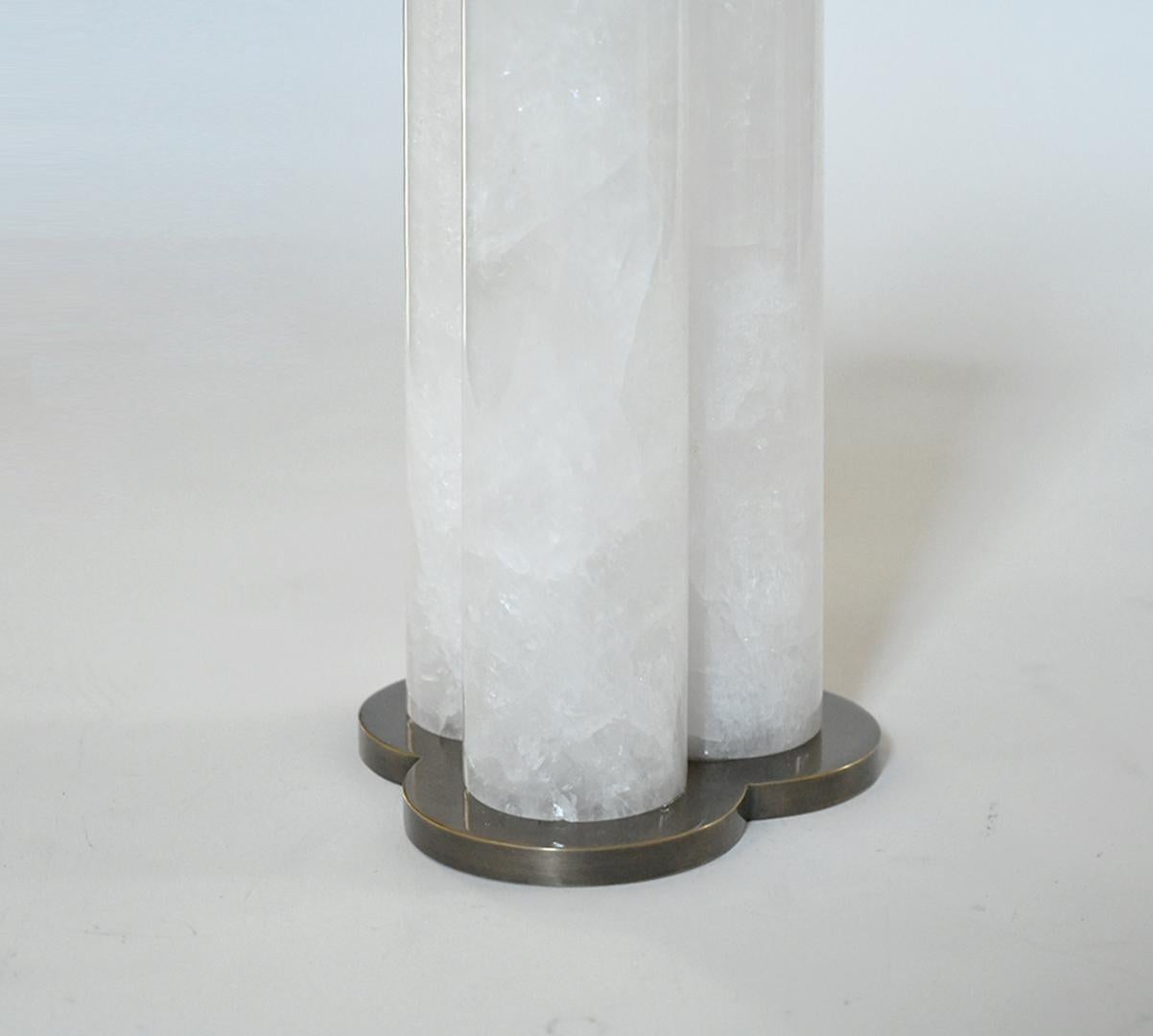 Contemporary ​​Pair of Tri-Column Rock Crystal Quartz Lamps by Phoenix For Sale