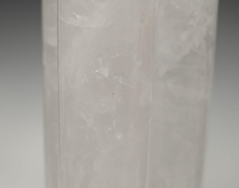​​Pair of Tri-Column Rock Crystal Quartz Lamps For Sale 2