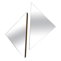Vintage Pair of Triangle Shaped Contemporary Modern Frameless Mirrors, 20th Century