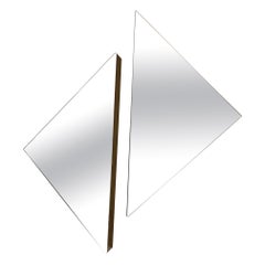Pair of Triangle Shaped Contemporary Modern Frameless Mirrors, 20th Century