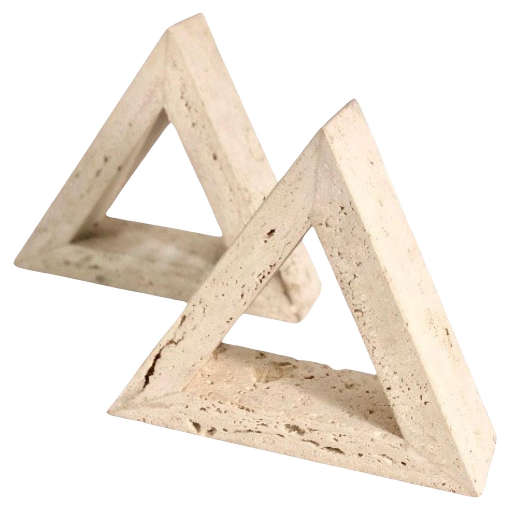 Pair of Triangle Travertine Bookends by Fratelli Mannelli, 1960s