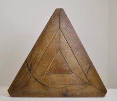 Pair of Triangular Church Pedestals in Solid Oak, Late 19th Century, France