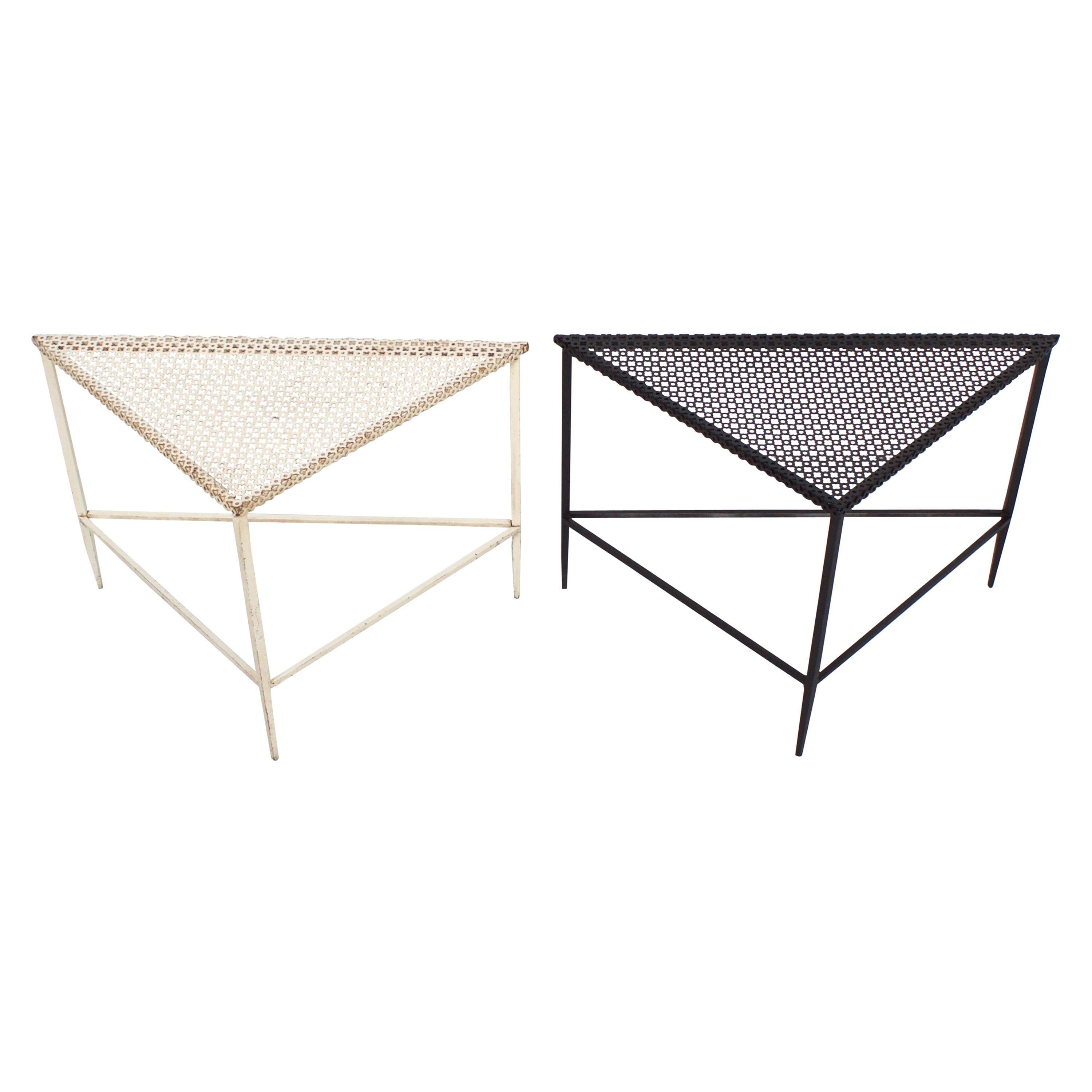 Pair of Triangular Mathieu Matégot Tables for Artimeta, 1950s