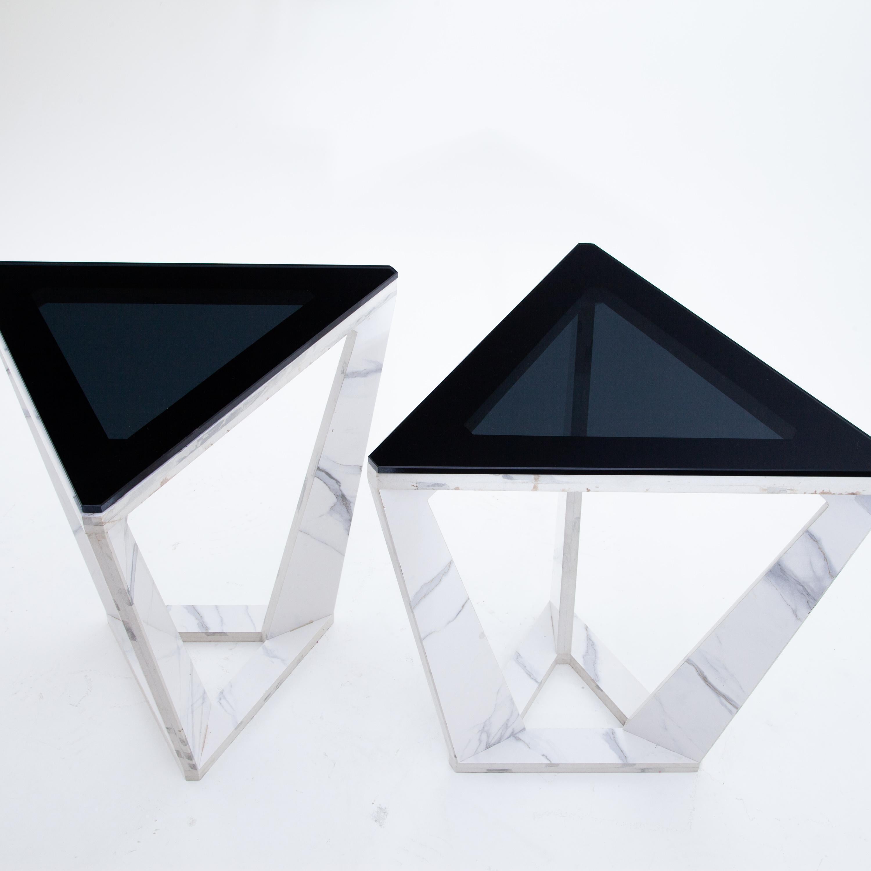 20th Century Pair of Triangular Modernist Side Tables For Sale